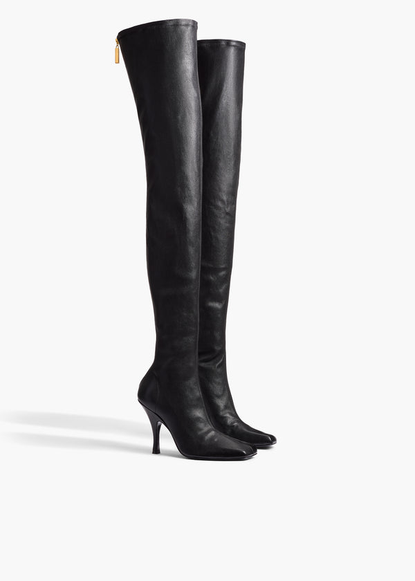 Eva Over-the-Knee Boot in Black Nappa Leather ANGLED VIEW