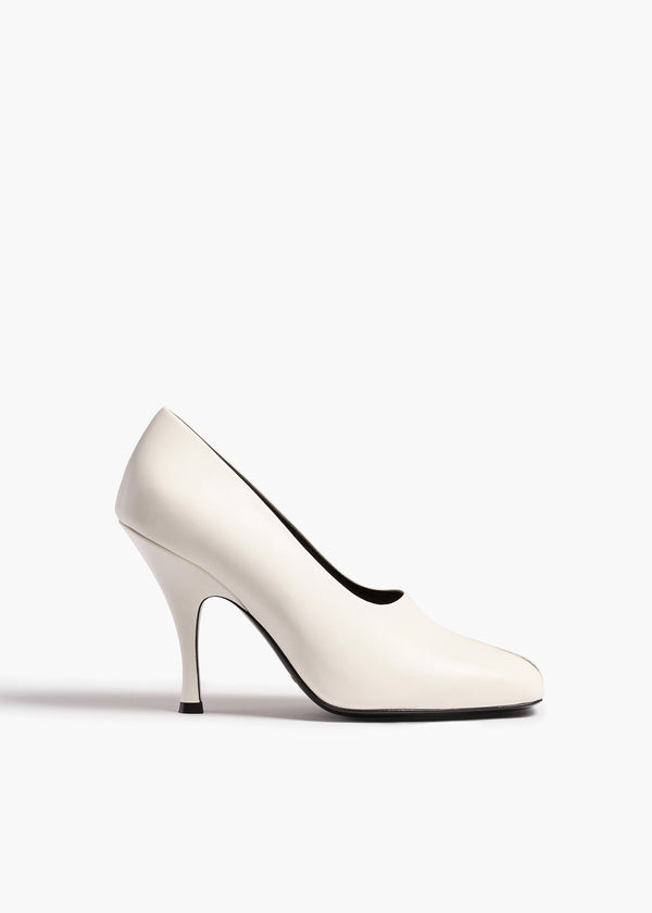  Eva Peep Toe Pump in Optic White Leather FRONT VIEW