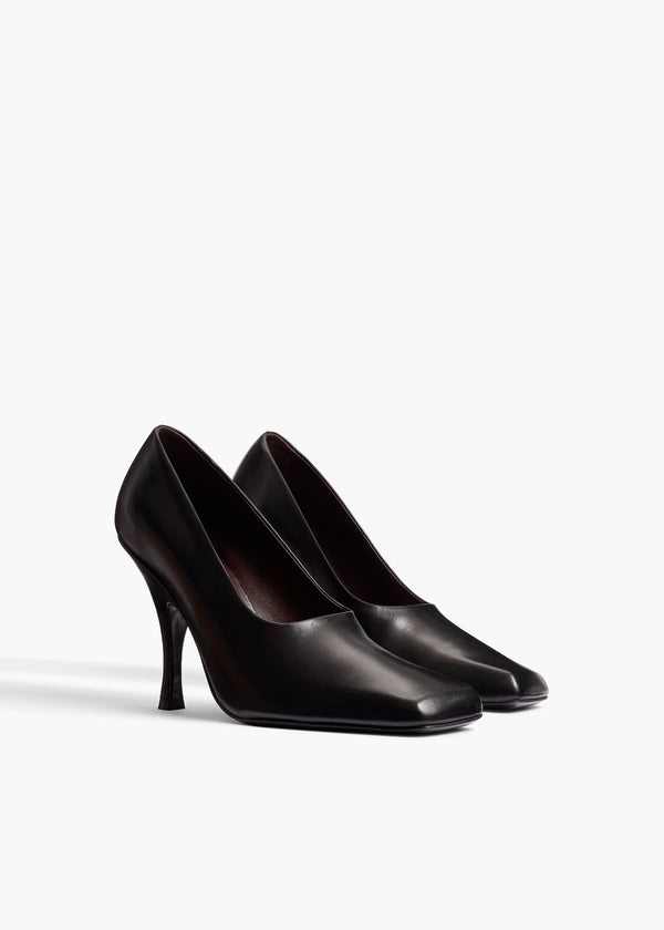 Eva Pump in Black Leather ANGLED VIEW