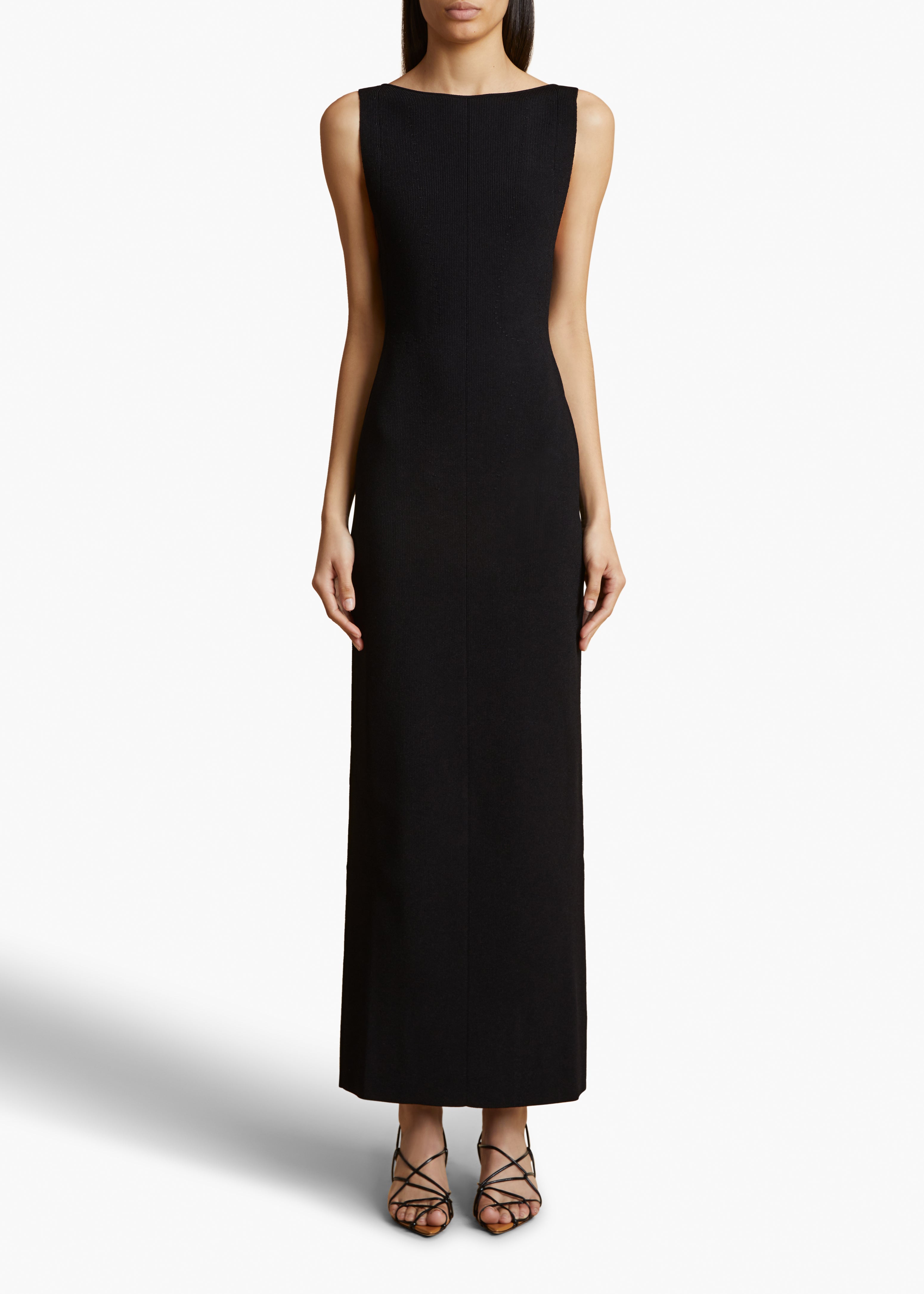 EVELYN DRESS IN BLACK FRONT VIEW