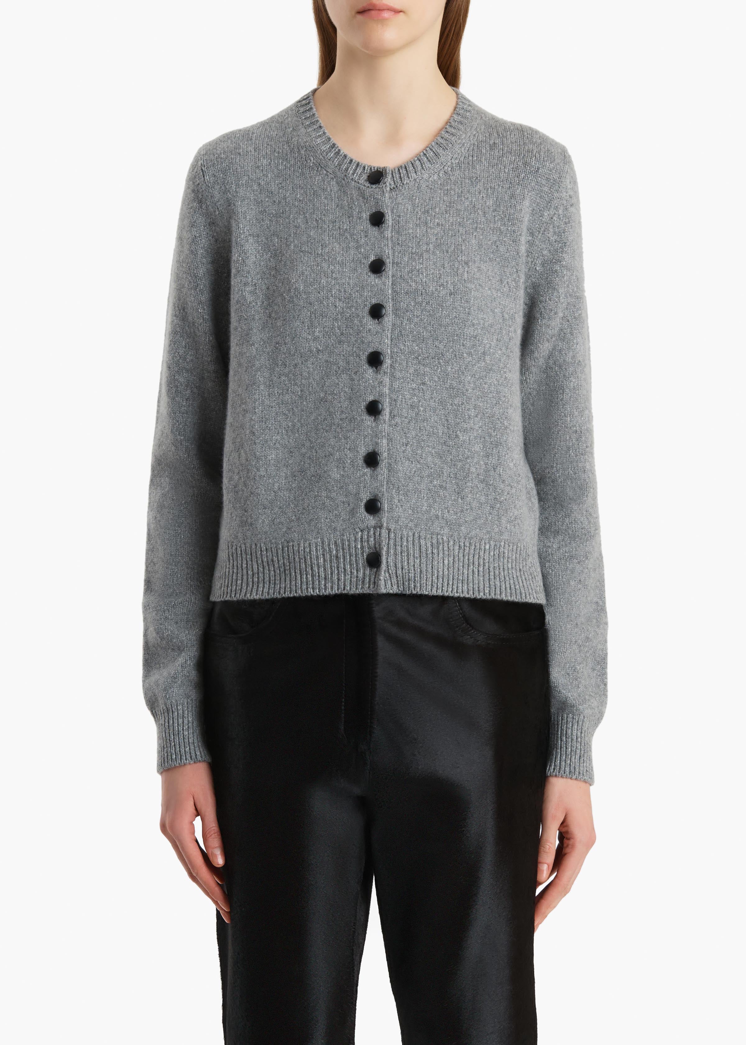 Everheart Cardigan in Fog with Leather Buttons