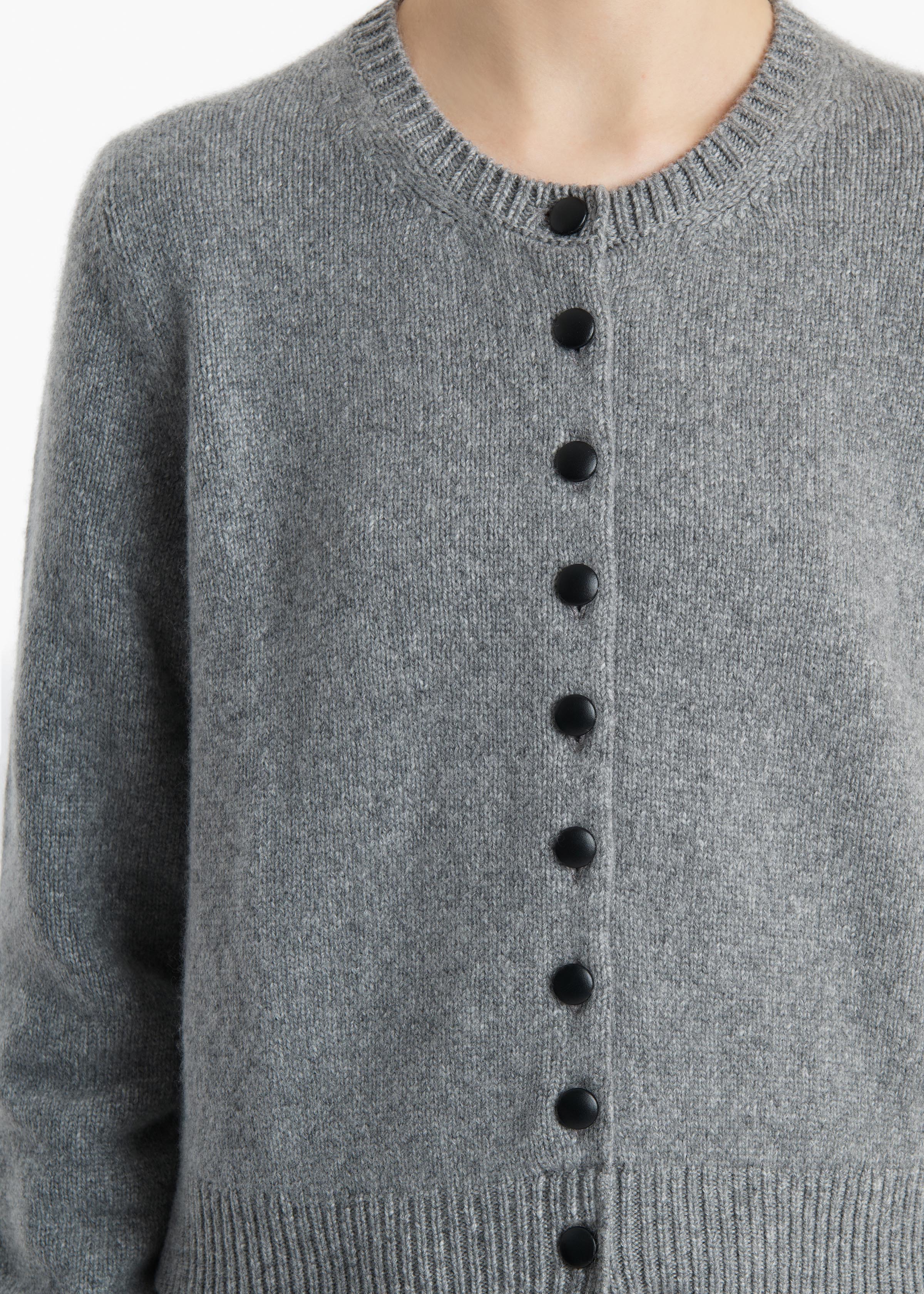 Everheart Cardigan in Fog with Leather Buttons – KHAITE
