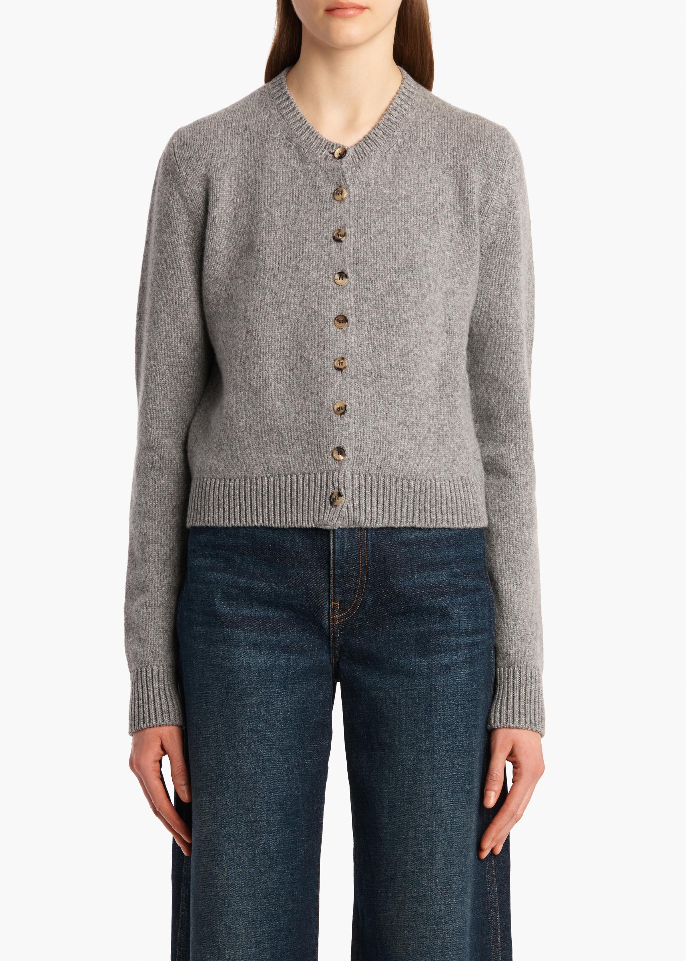 Everheart Cardigan in Fog FRONT VIEW