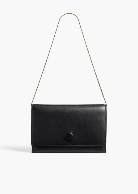 Eve Pochette on Chain in Black Nappa Leather FRONT VIEW