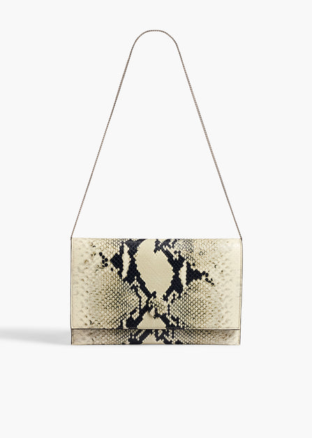 Eve Pochette on Chain in Natural Python-Embossed Leather FRONT VIEW