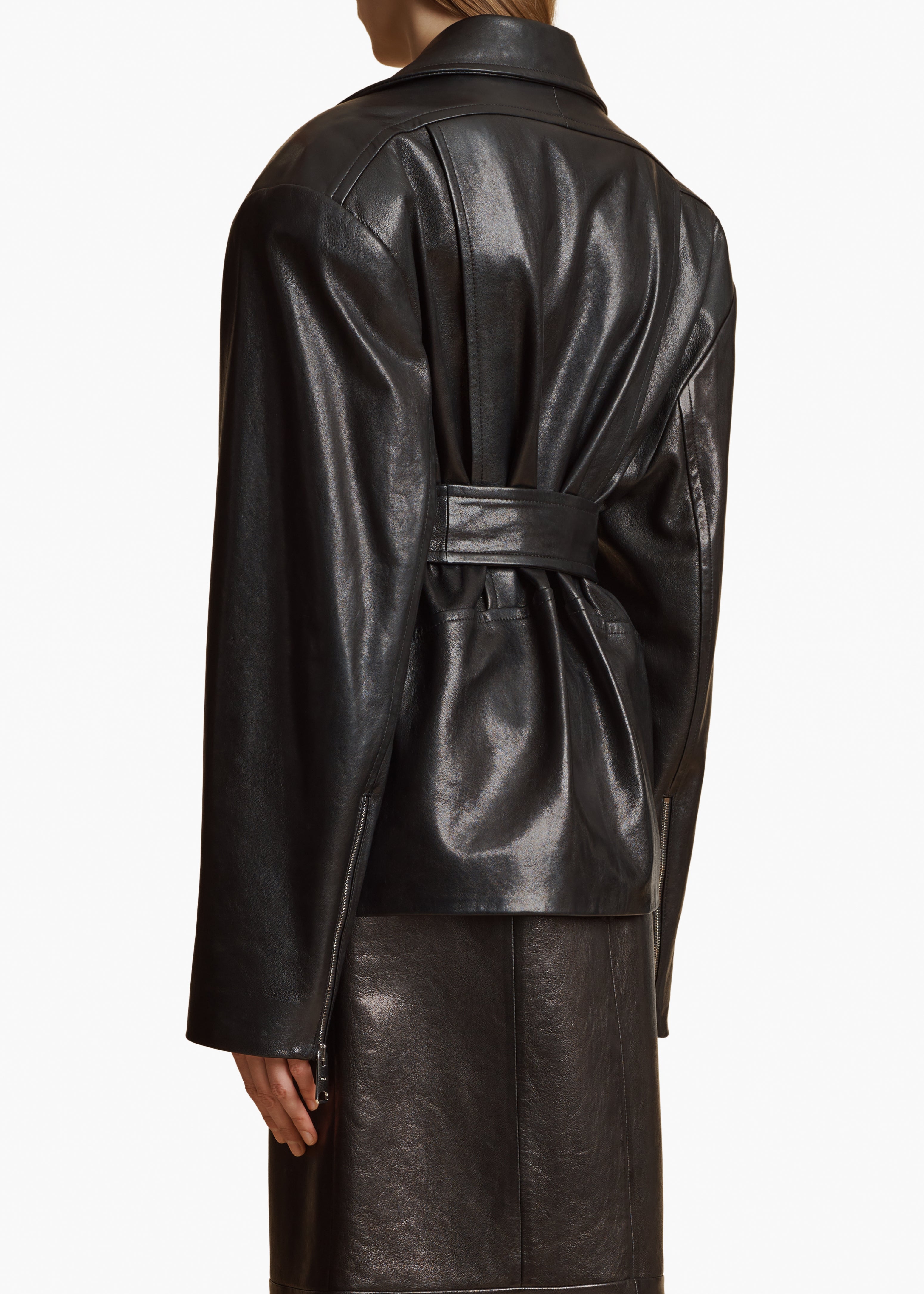 FABBIE JACKET IN BLACK LEATHER BACK VIEW