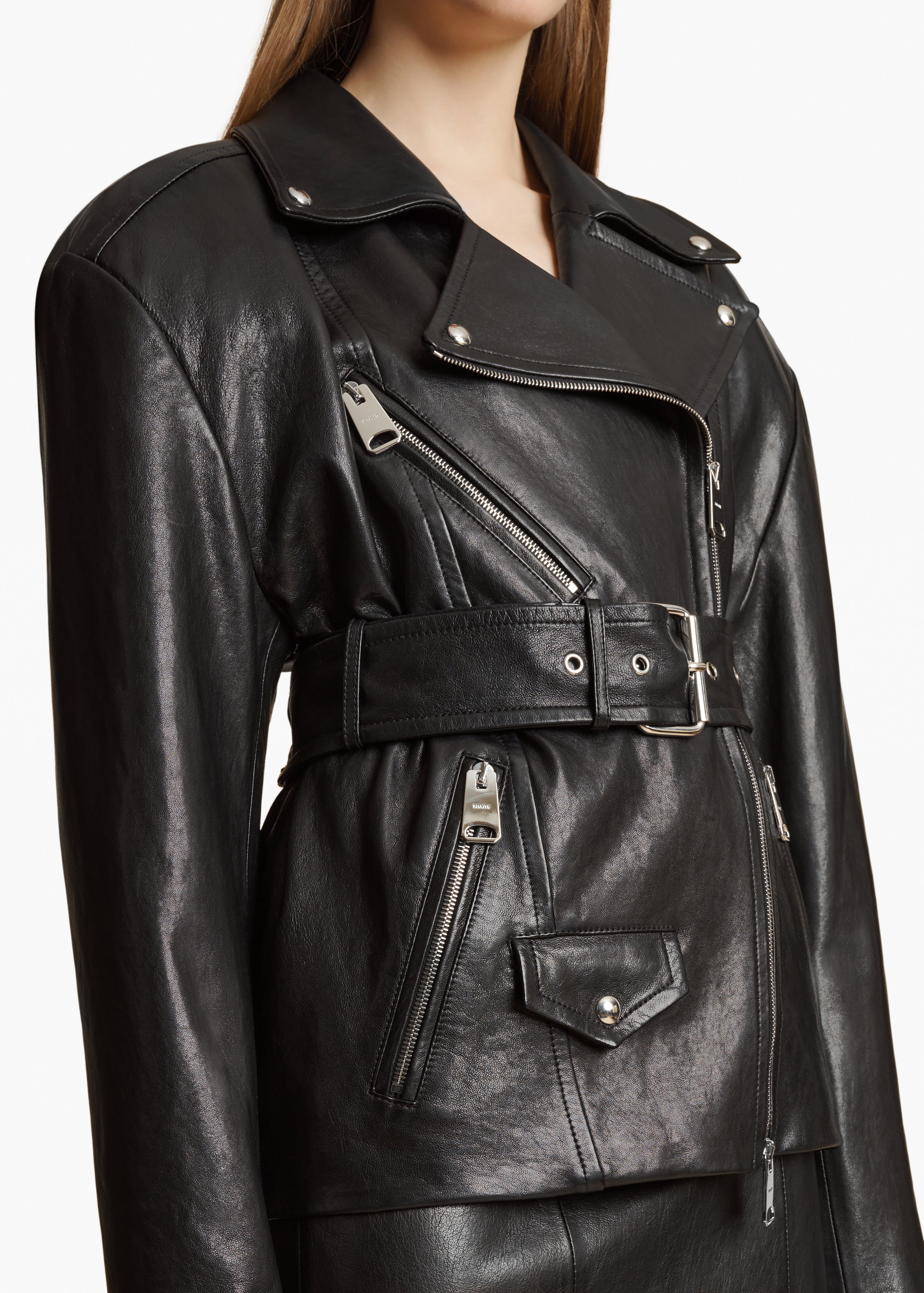 FABBIE JACKET IN BLACK LEATHER DETAILED VIEW 2