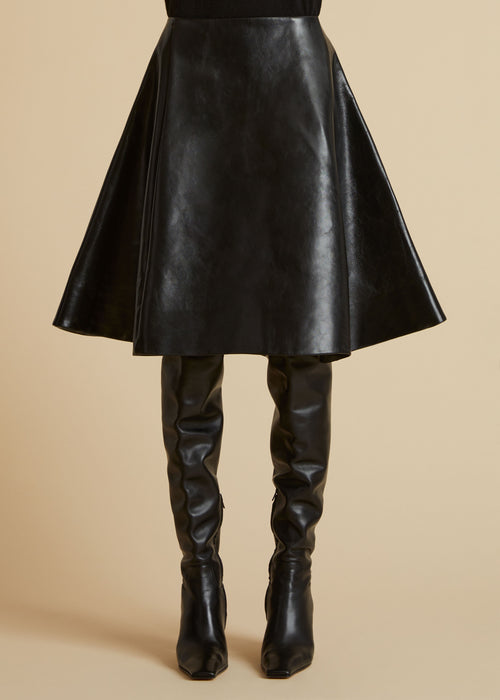 The Farla Skirt in Black Leather