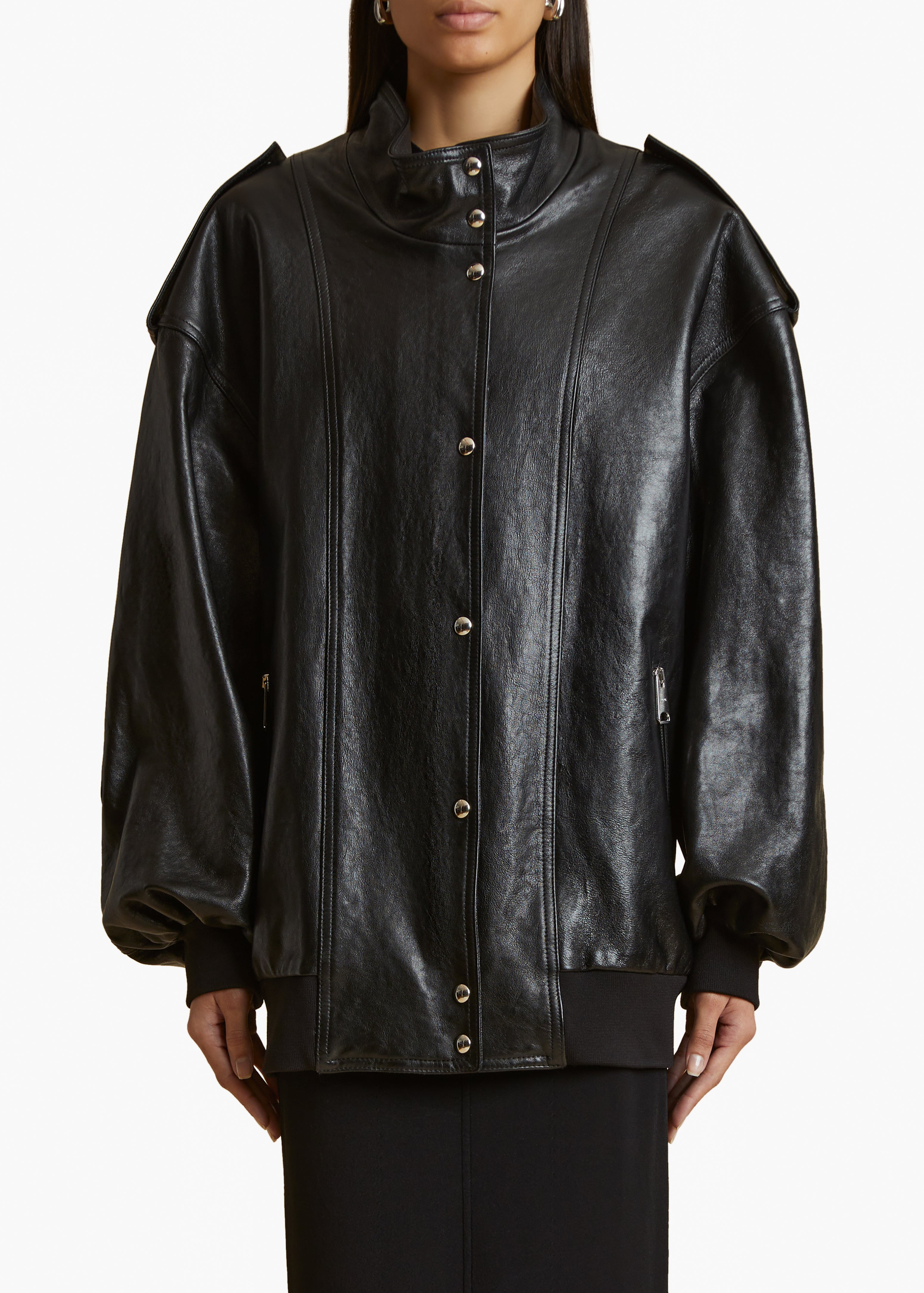 FARRIS JACKET IN BLACK LEATHER FRONT VIEW