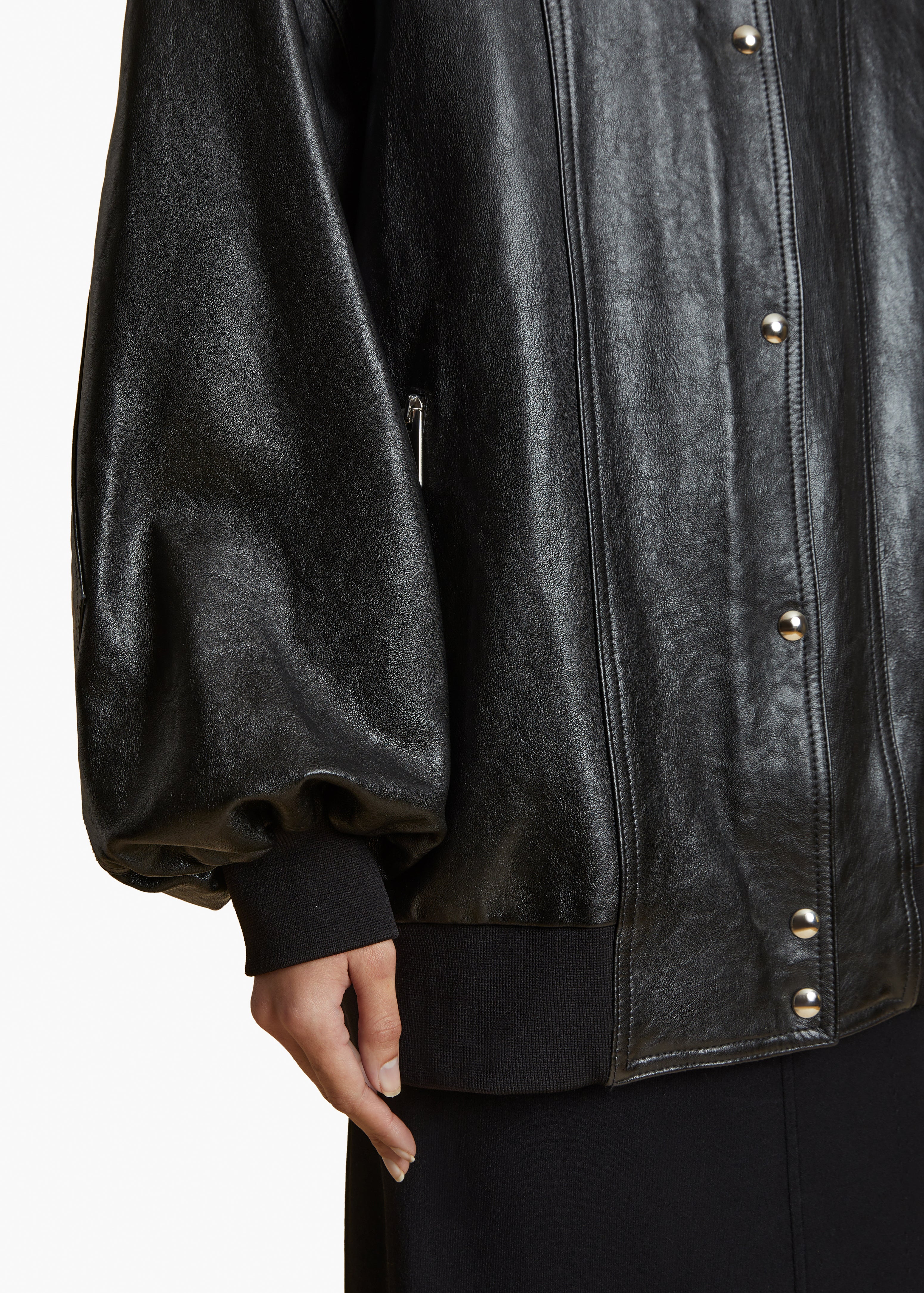 FARRIS JACKET IN BLACK LEATHER DETAILED VIEW 1