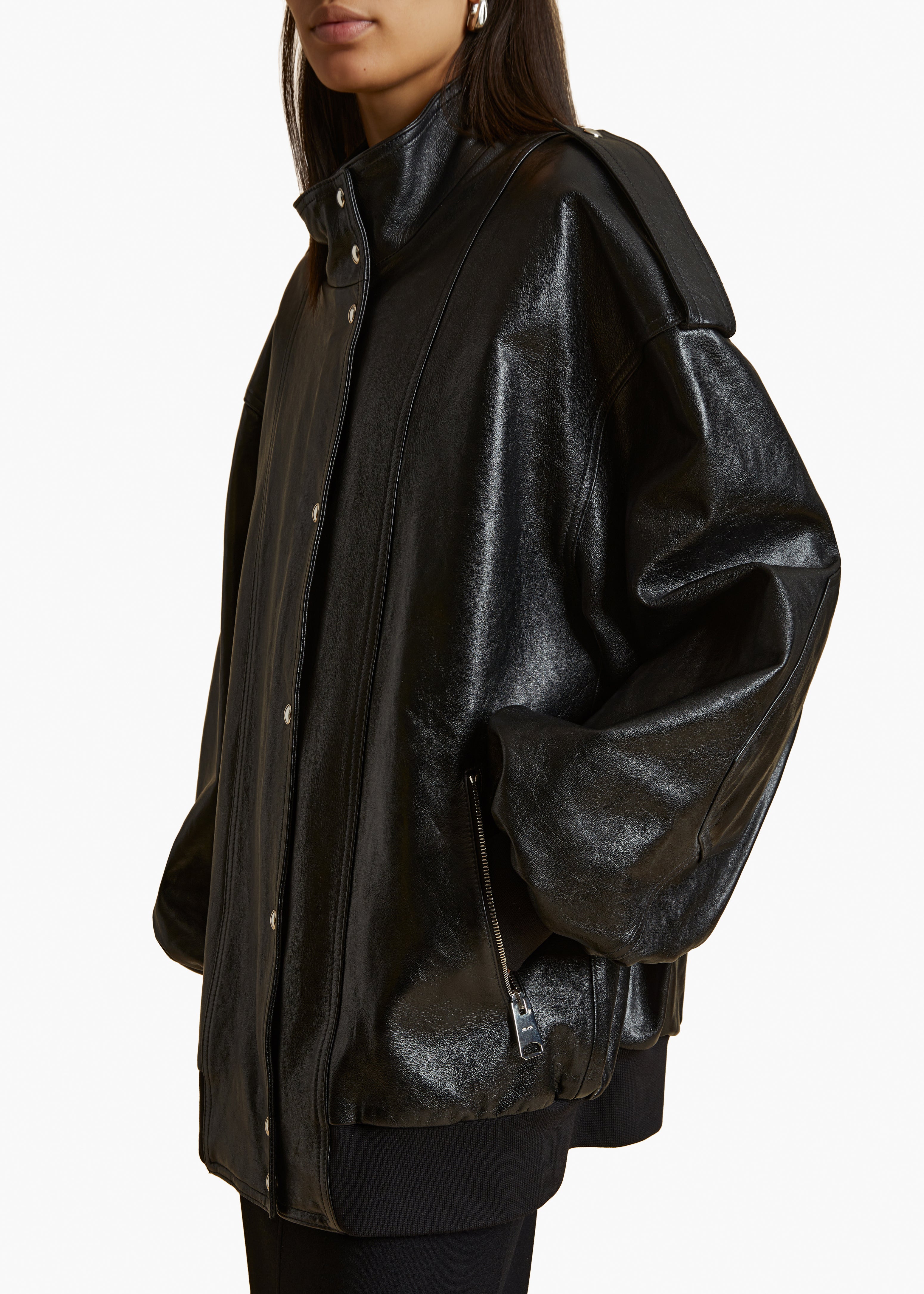 FARRIS JACKET IN BLACK LEATHER DETAILED VIEW 2