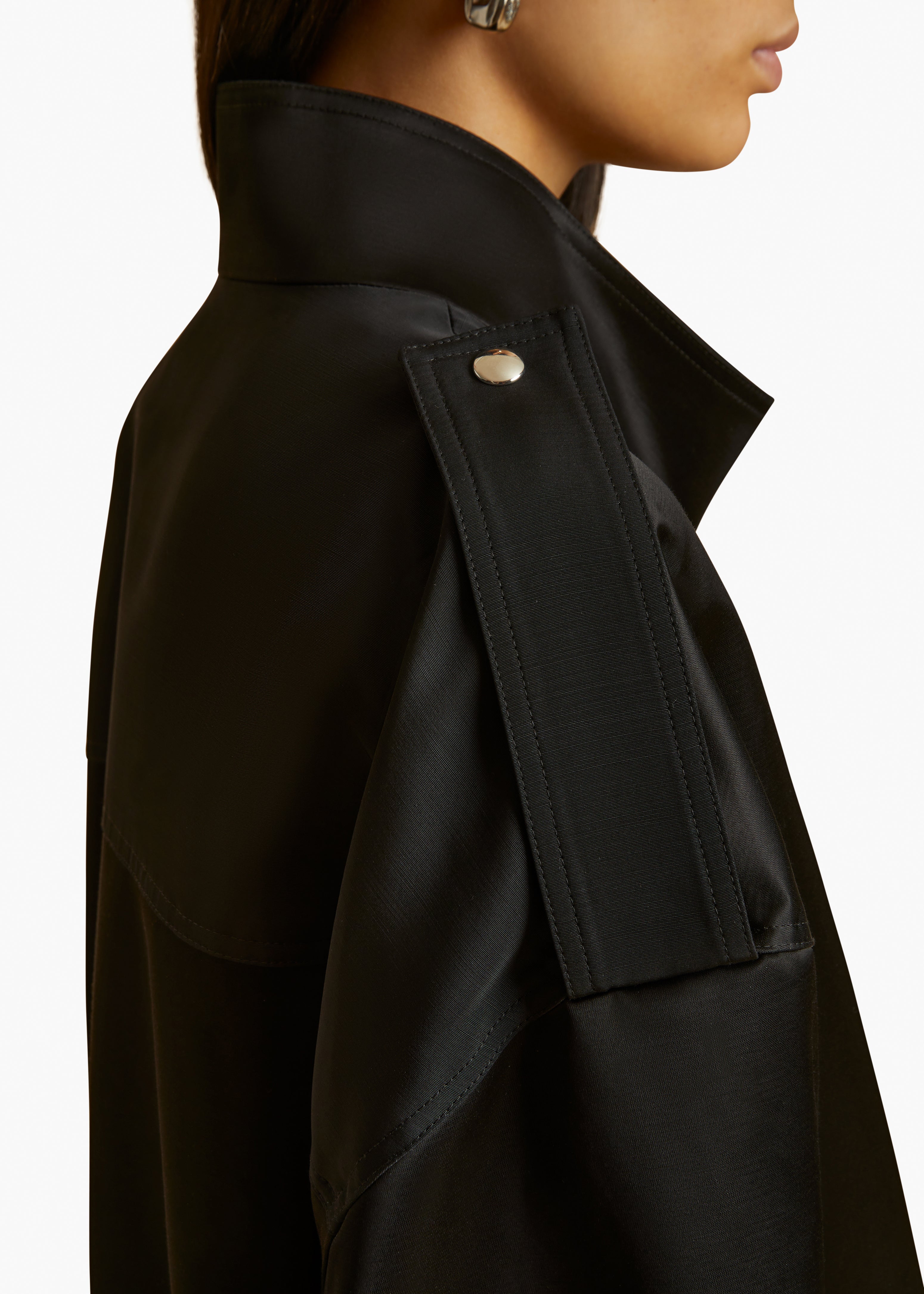 FARRIS JACKET IN BLACK SATIN DETAILED VIEW 2