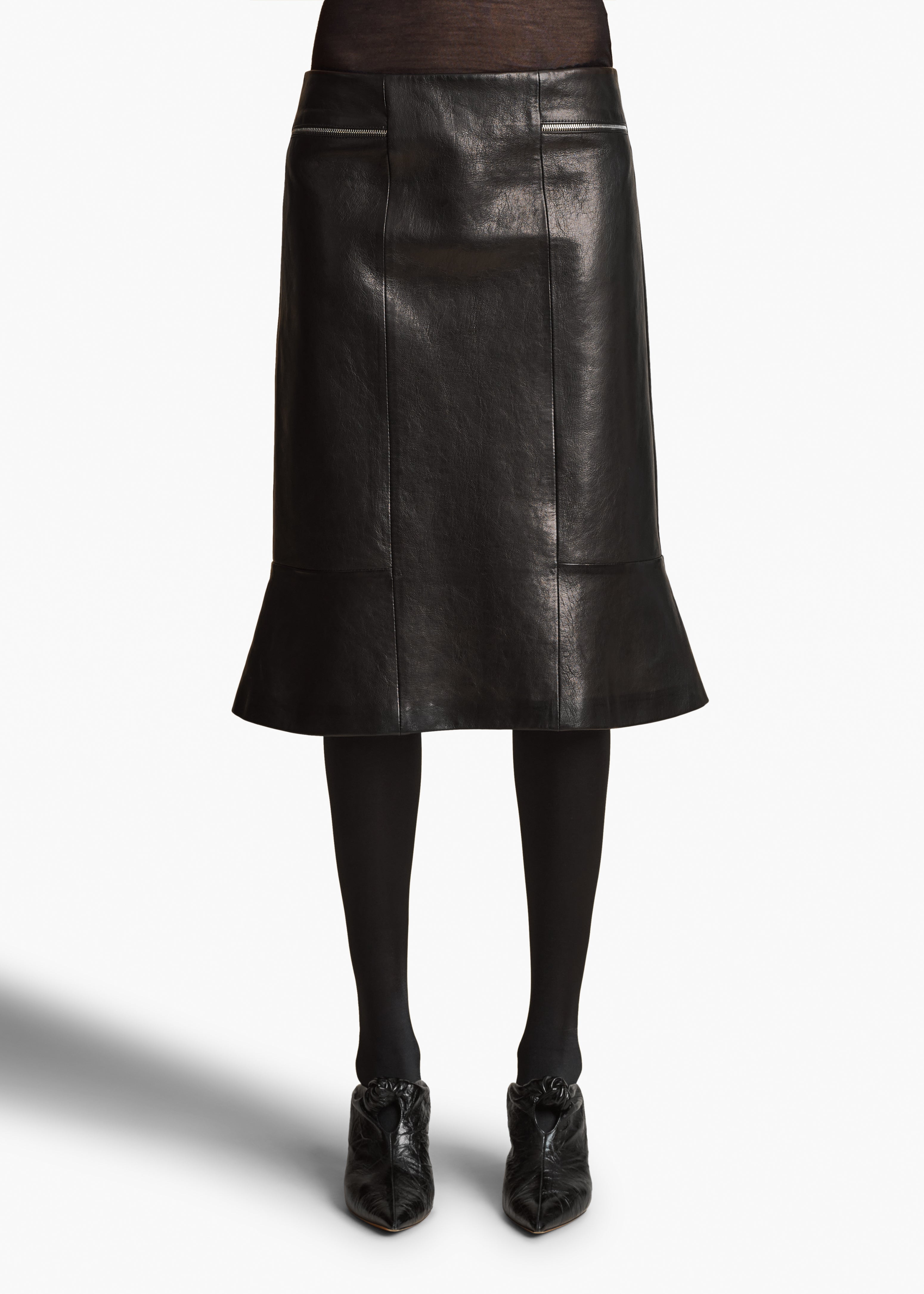 KHAITE LLC - Francine Skirt in Black Leather