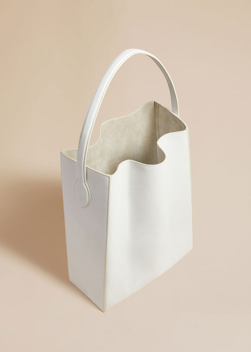 The Frida Hobo in Optic White Pebbled Leather