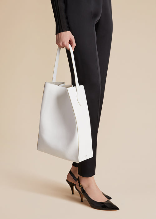 The Frida Hobo in Optic White Pebbled Leather