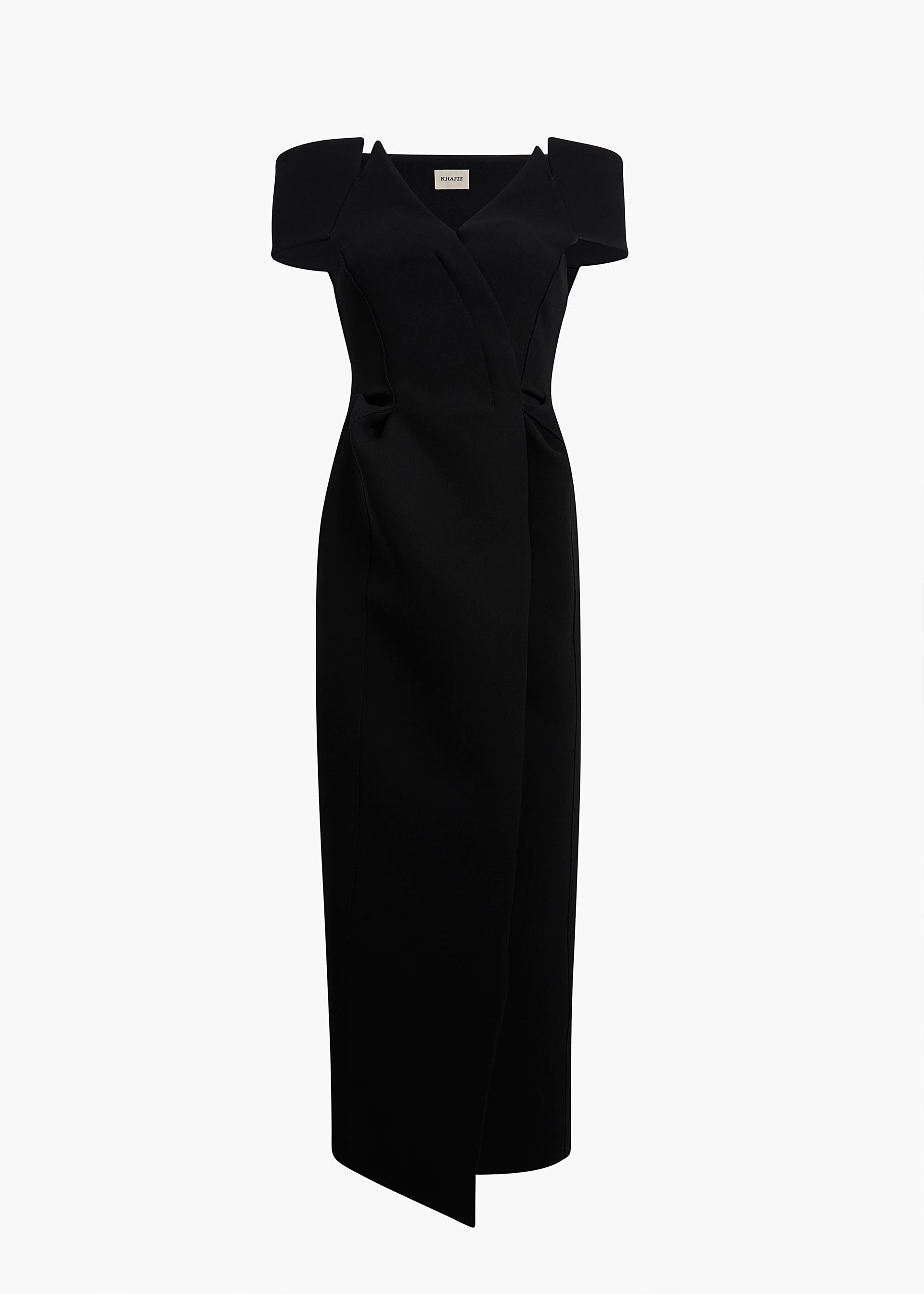 khaite dresses Outlet: Dress woman - Black Shaped by curved seaming Khaite Syd Pleated Wool Midi