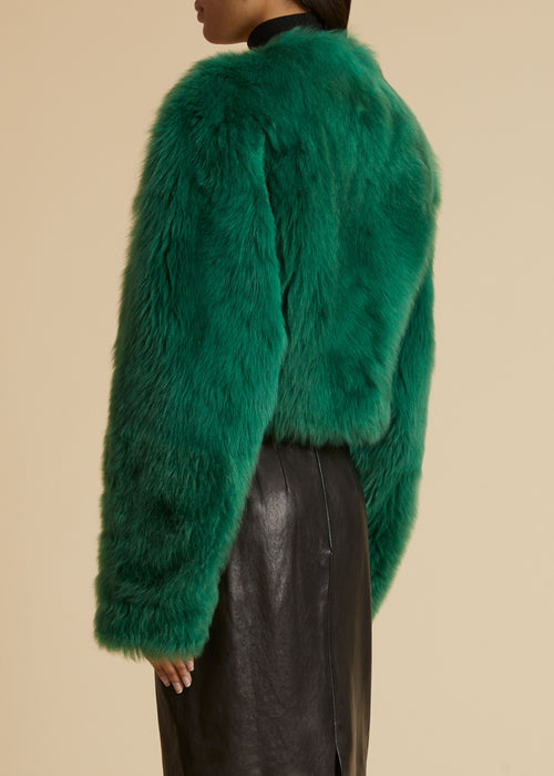 The Gracell Jacket in Forest Green Shearling
