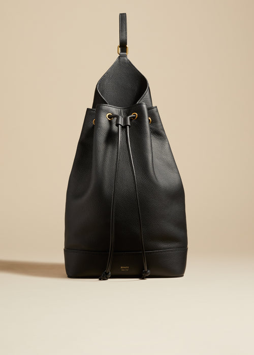 The Medium Greta Backpack in Black Pebbled Leather
