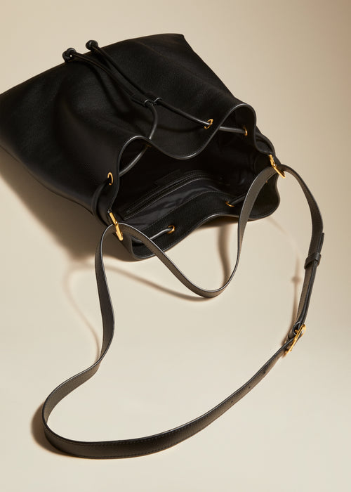 The Large Greta Bag in Black Pebbled Leather