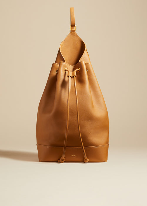 Drawstring Bucket Leather Backpack