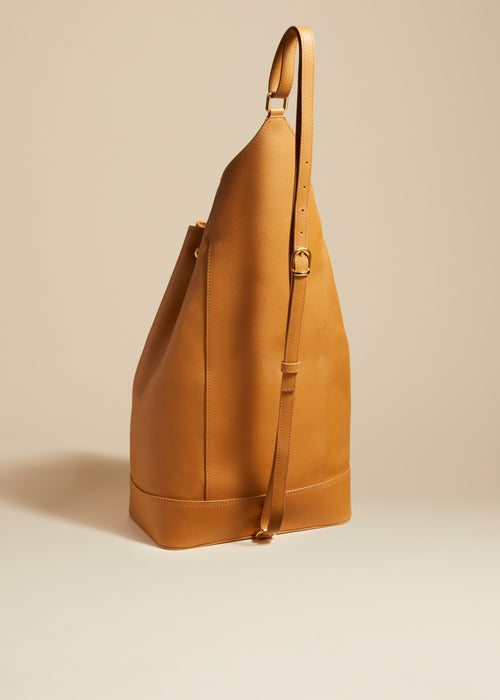 The Medium Greta Backpack in Nougat Pebbled Leather