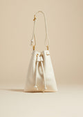 The Small Greta Bag in Off-White Pebbled Leather