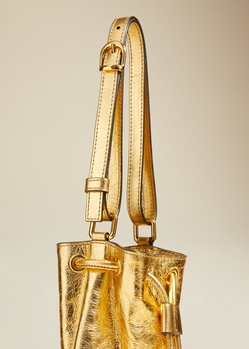 The Small Greta Bag in Gold Metallic Leather