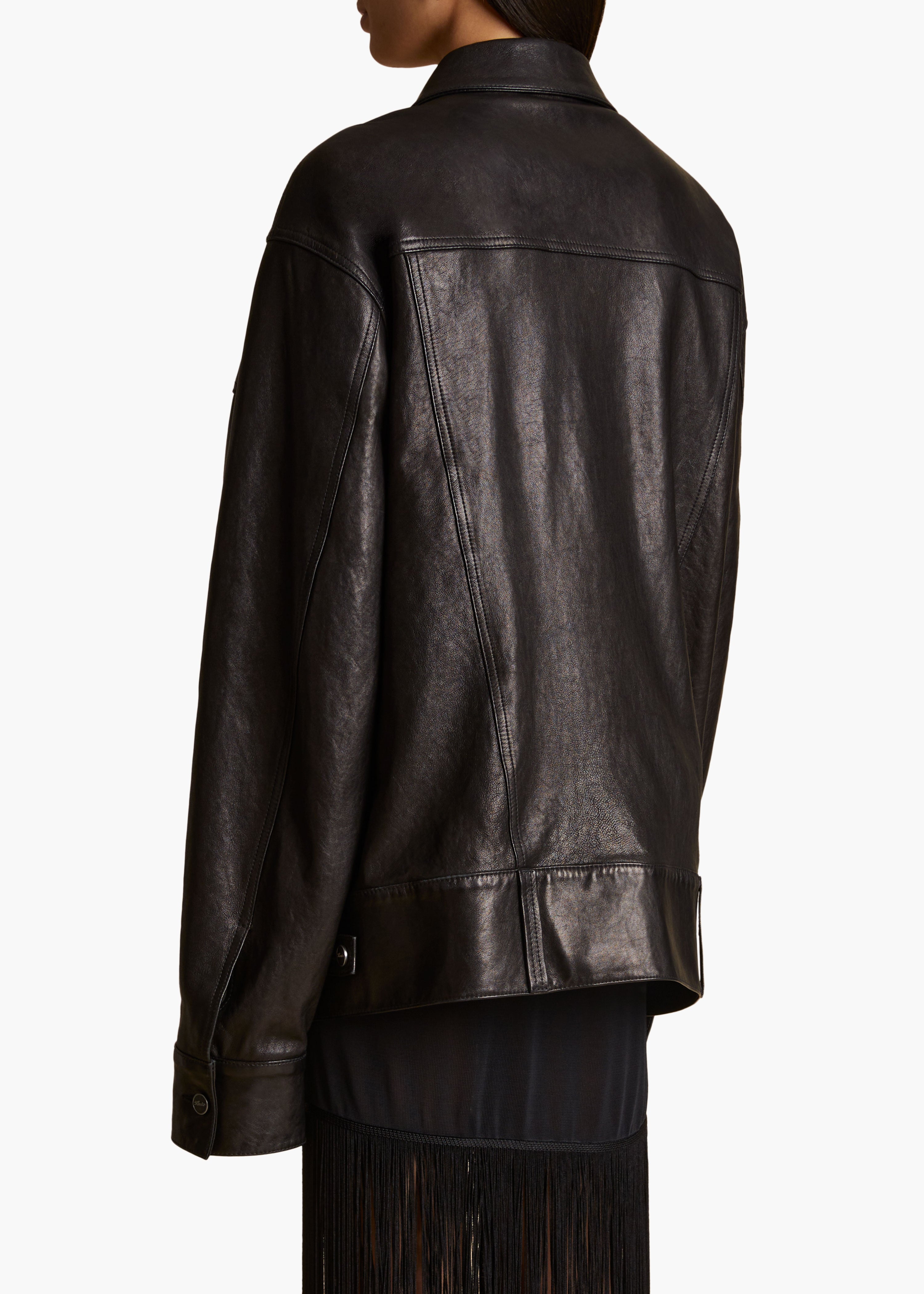 GRIZZO JACKET IN BLACK LEATHER BACK VIEW