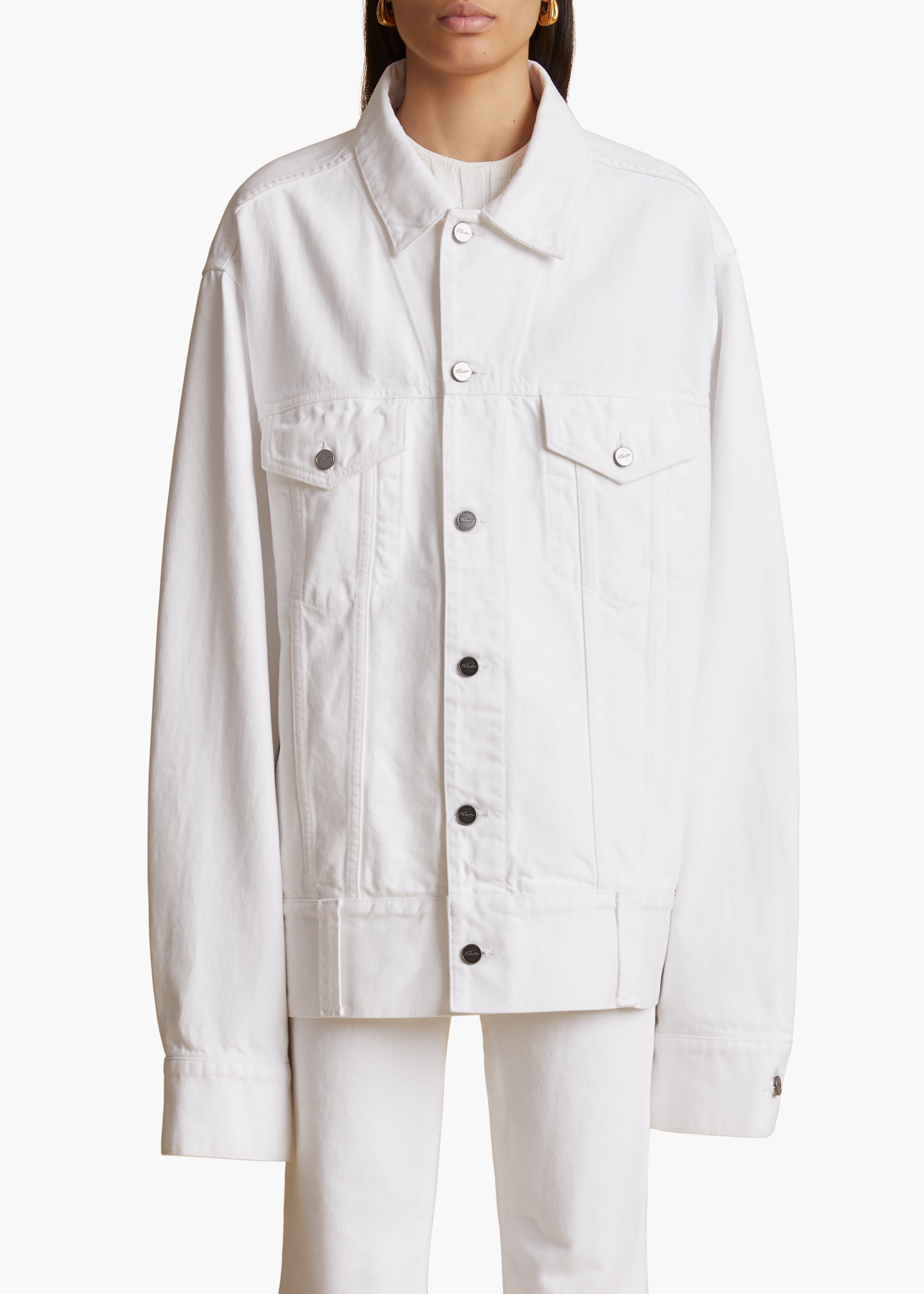 GRIZZO JACKET IN WHITE DENIM FRONT VIEW