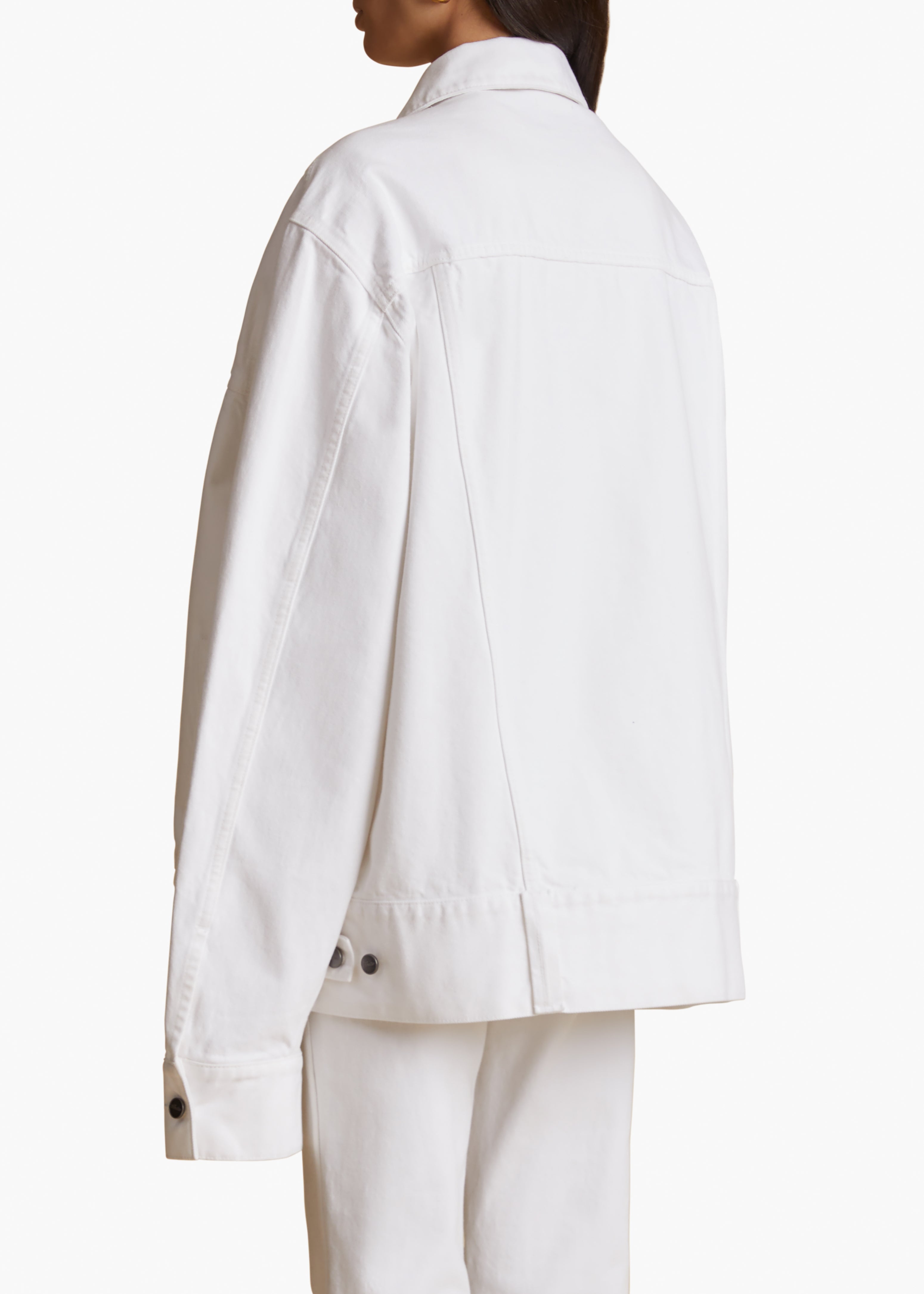 GRIZZO JACKET IN WHITE DENIM BACK VIEW