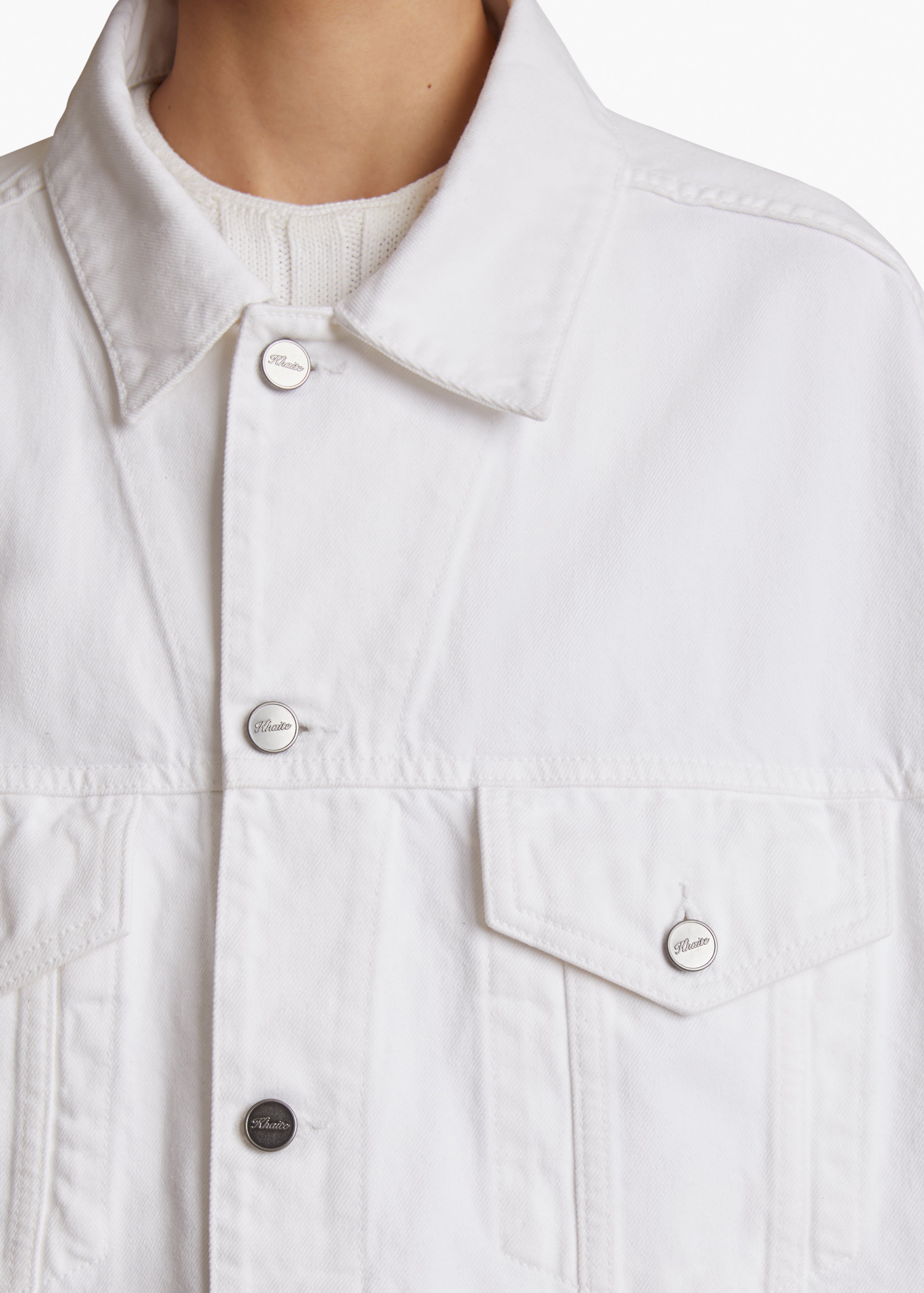 GRIZZO JACKET IN WHITE DENIM DETAILED VIEW 1