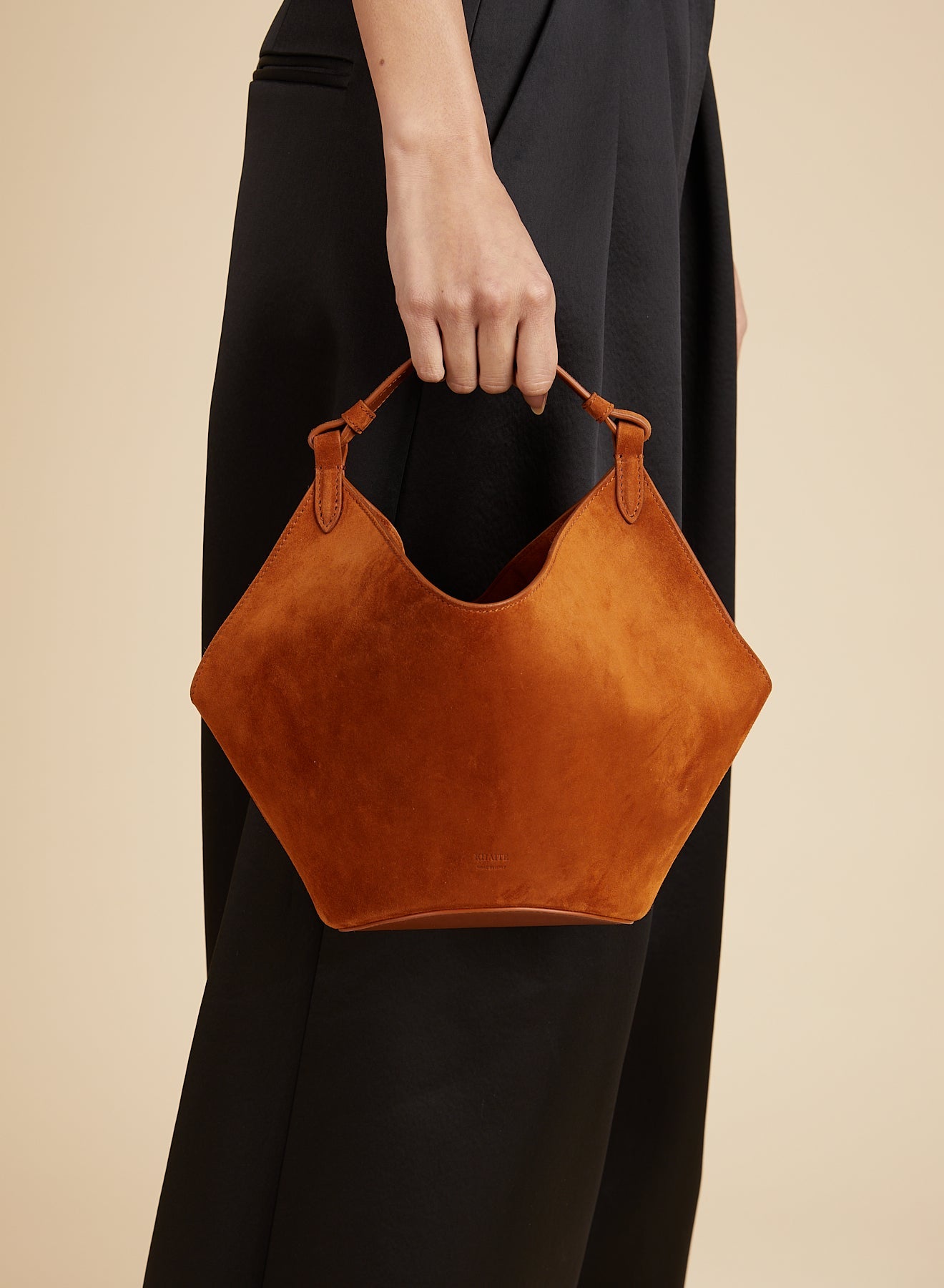 MINI LOTUS BAG IN CARAMEL SUEDE 