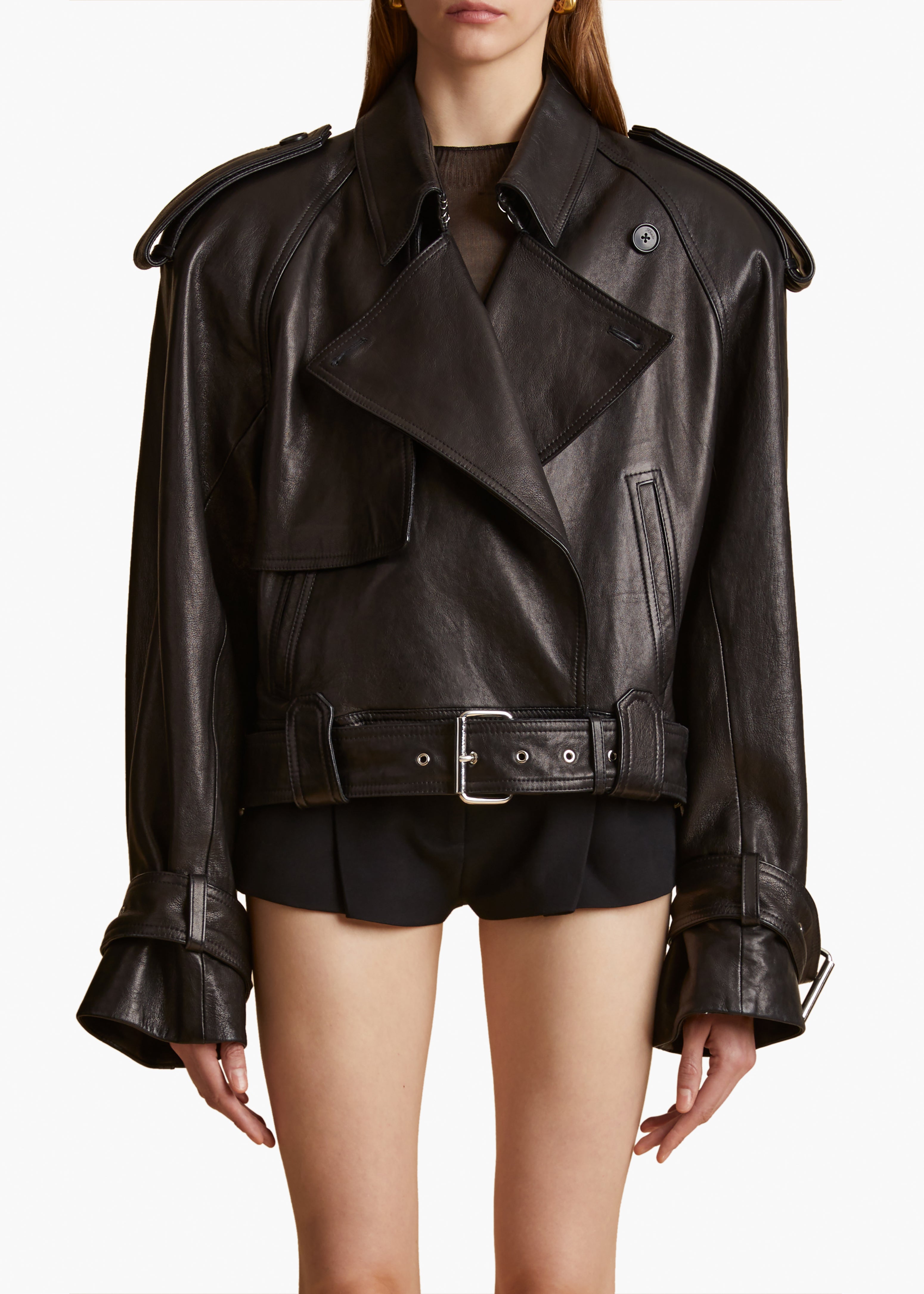 HAMMOND JACKET IN BLACK LEATHER FRONT VIEW