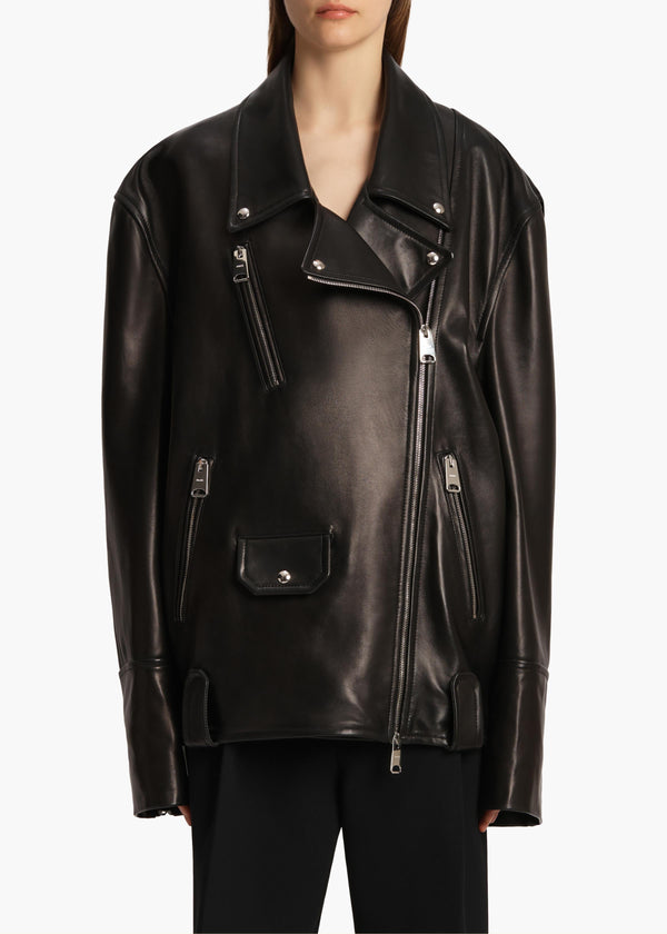 Hansel Jacket in Black Leather FRONT VIEW