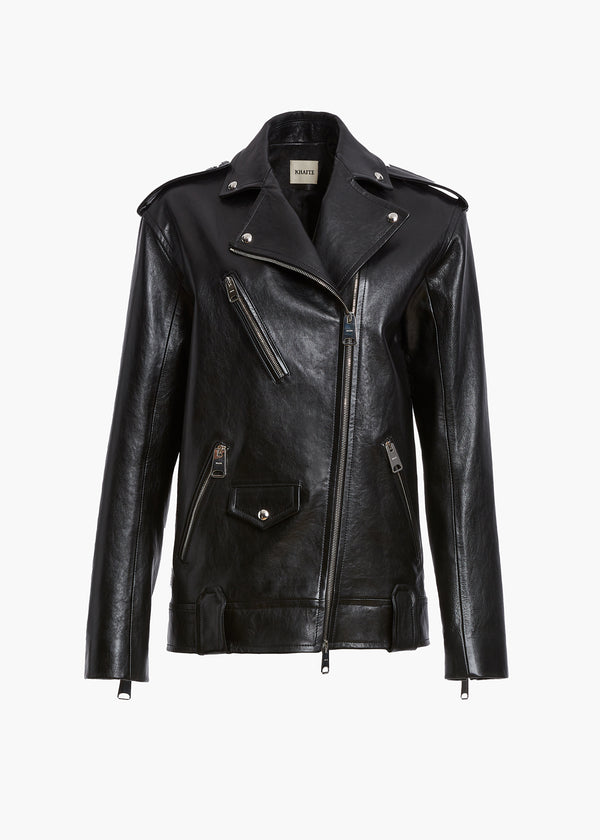 HANSON JACKET IN BLACK LEATHER FLAT VIEW