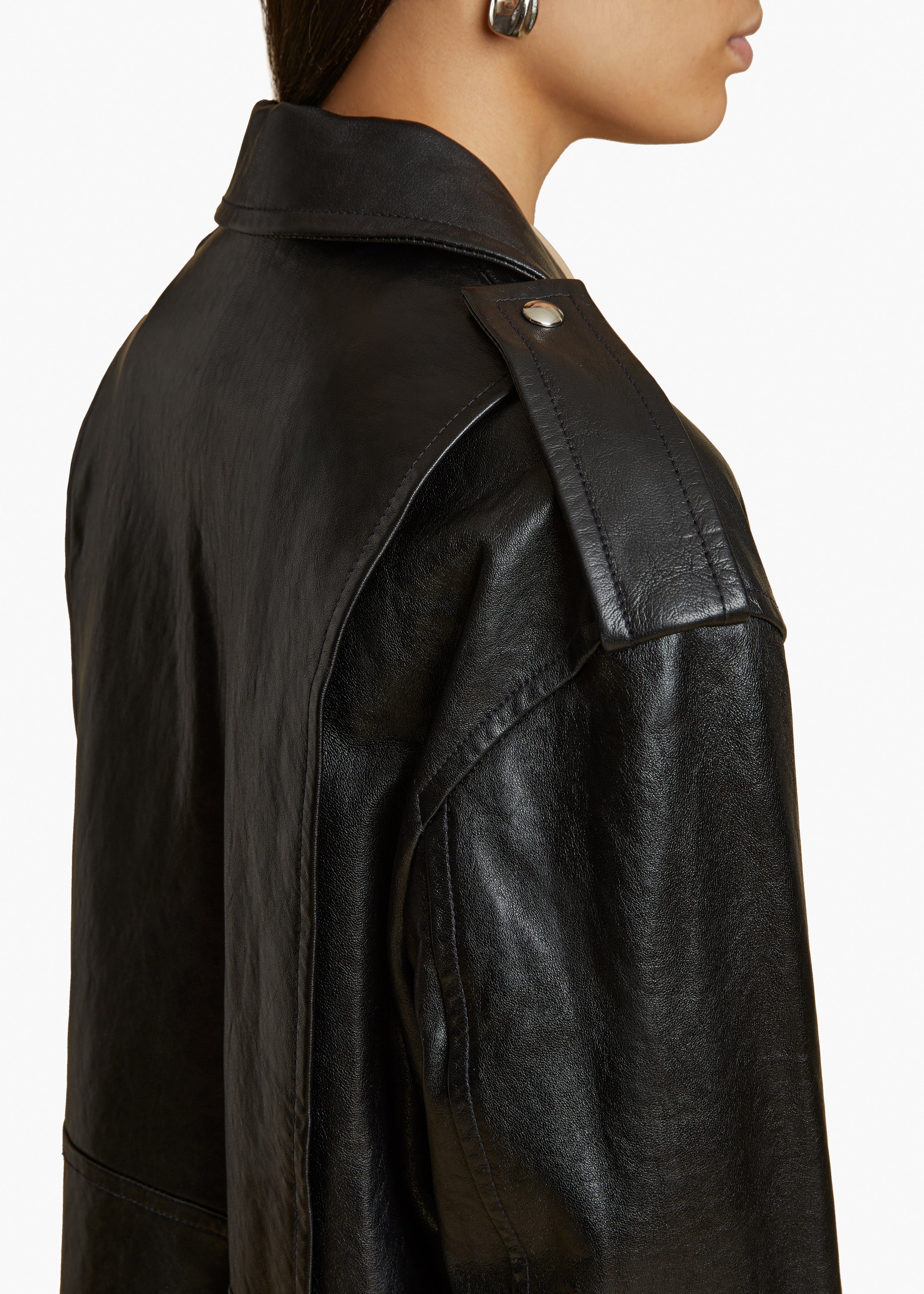 HANSON JACKET IN BLACK LEATHER DETAILED VIEW 1