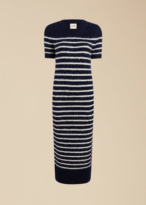 The Helen Dress in Navy and Cream Stripe
