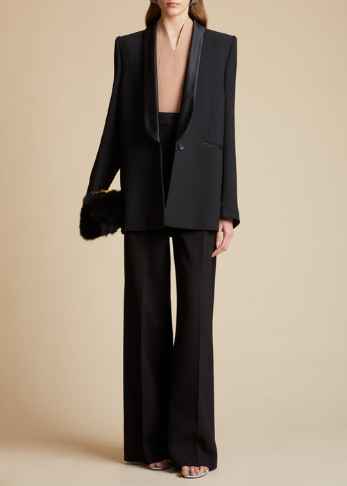 The Aimee Clutch in Black Shearling