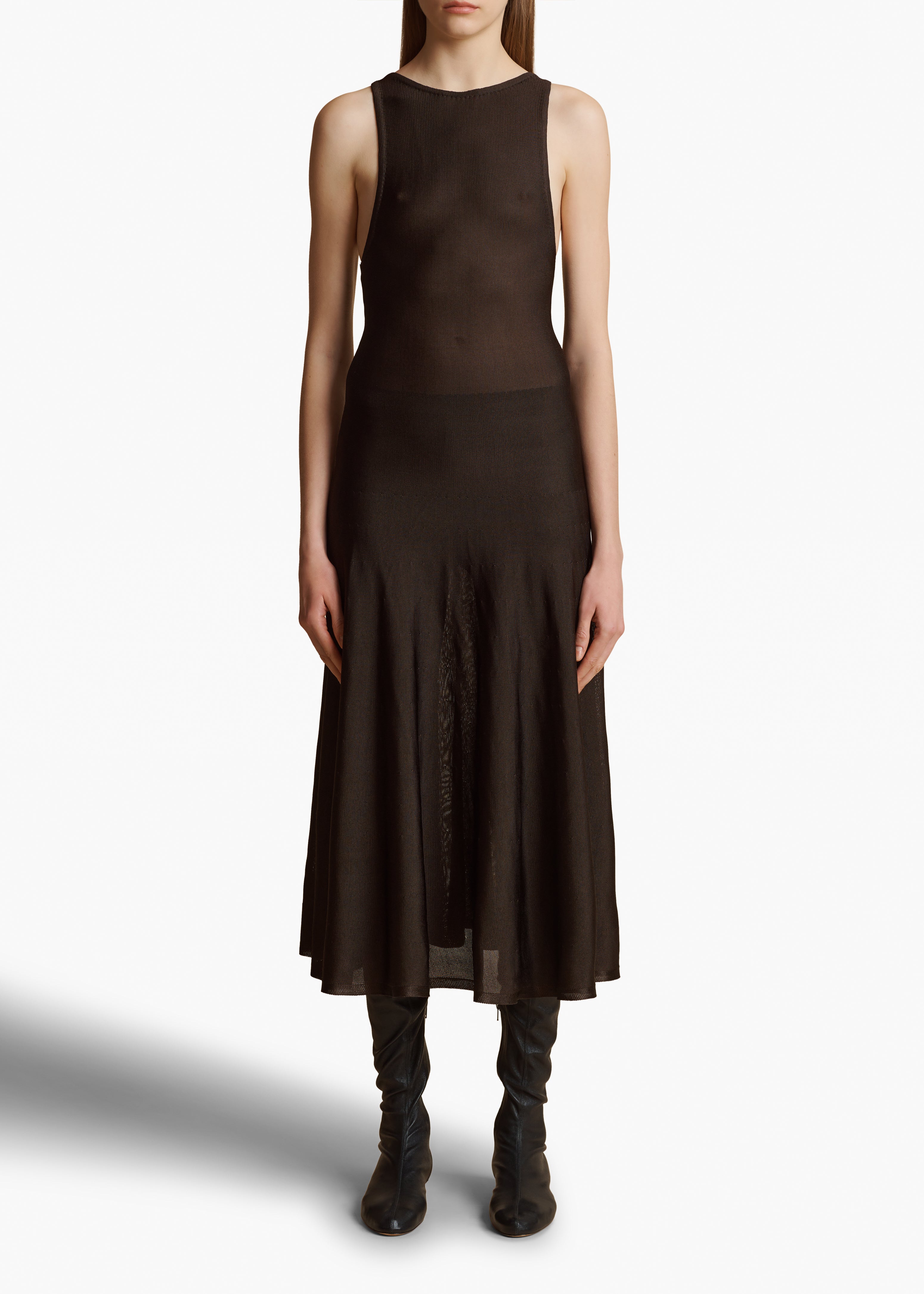 HENCIL DRESS IN ESPRESSO FRONT VIEW