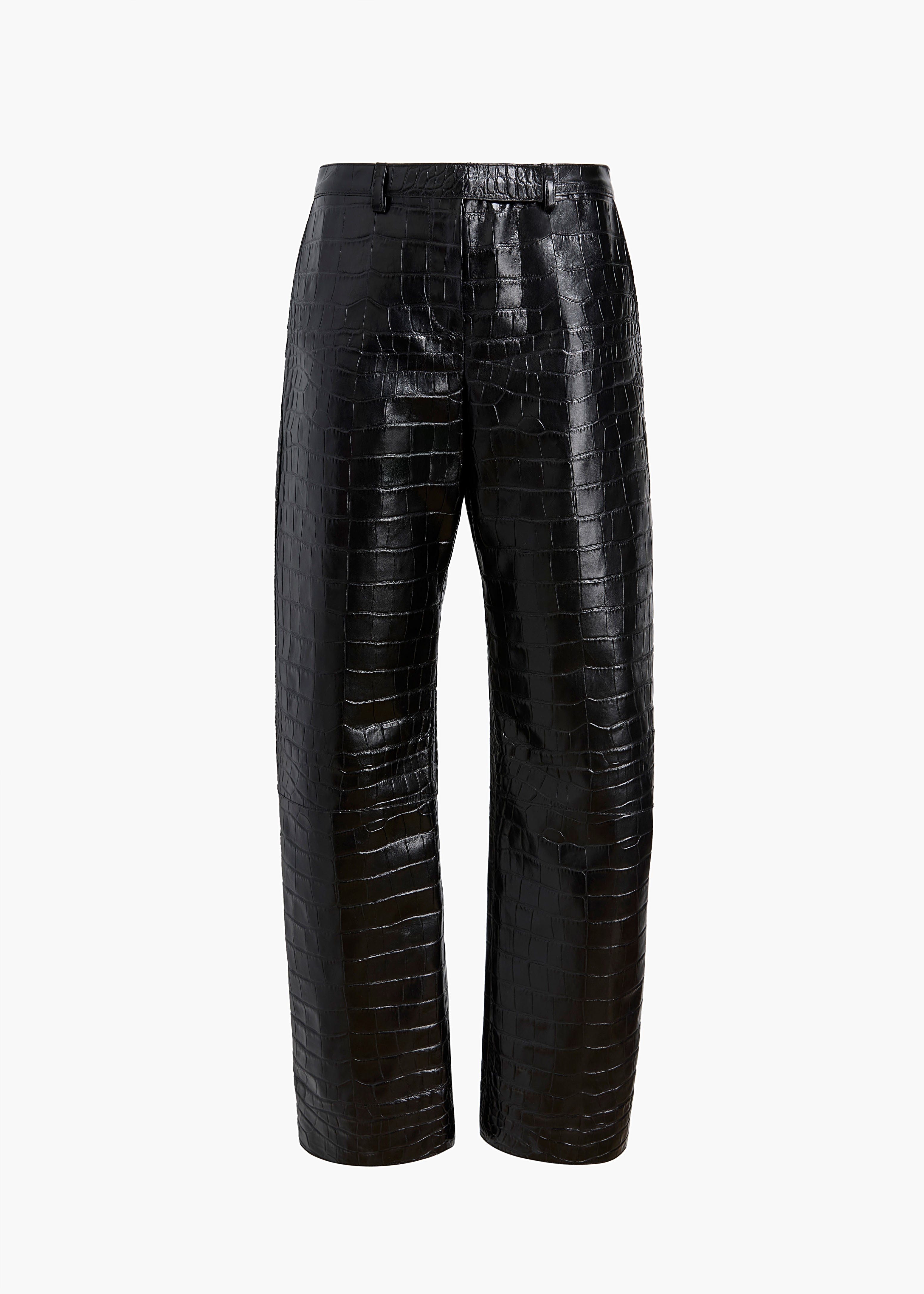 Hunter Pant in Black Croc-Embossed Leather – KHAITE