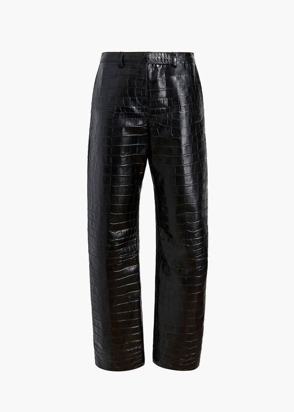 Hunter Pant in Black Croc-Embossed Leather