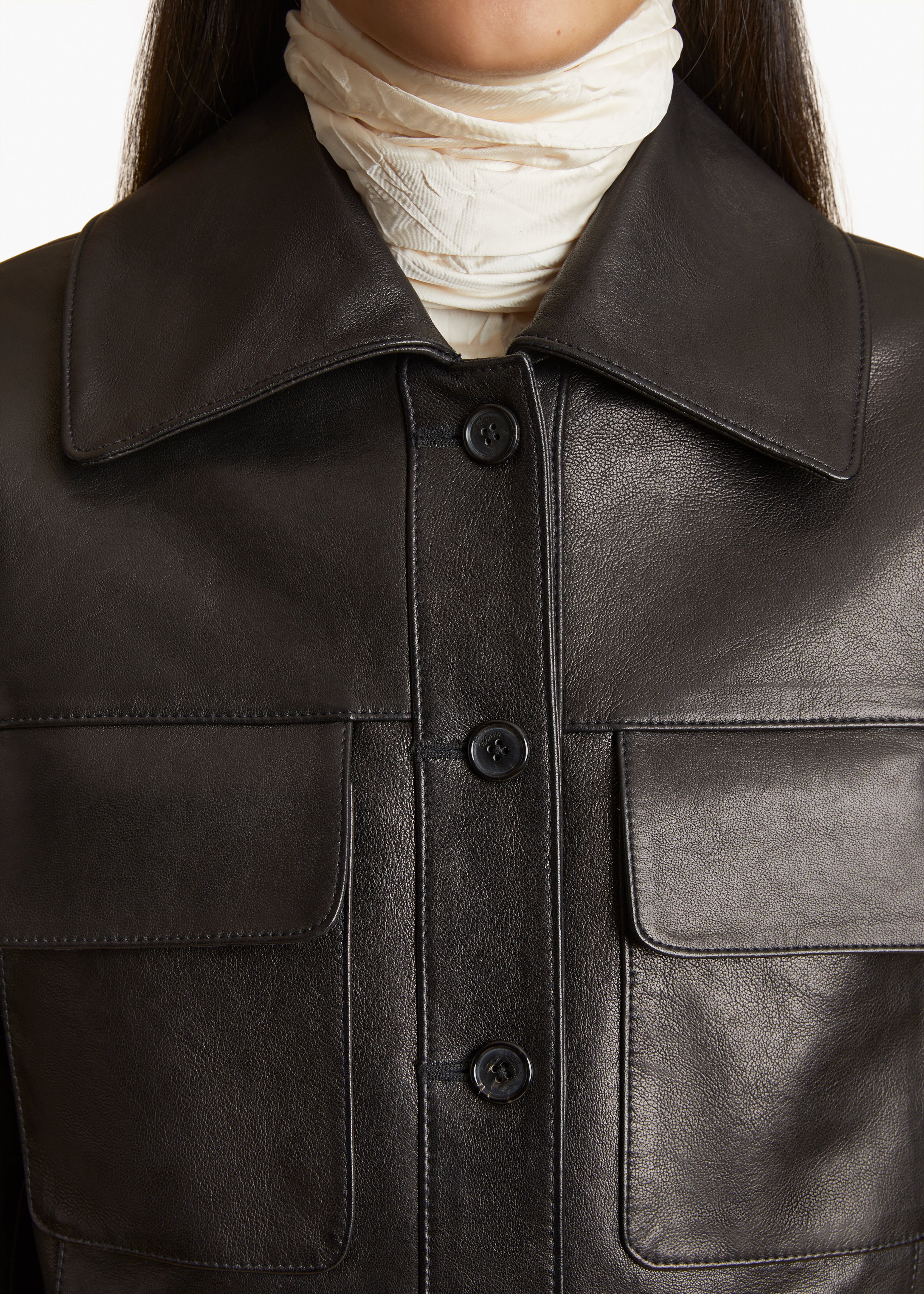 IANA JACKET IN BLACK LEATHER DETAILED VIEW 1