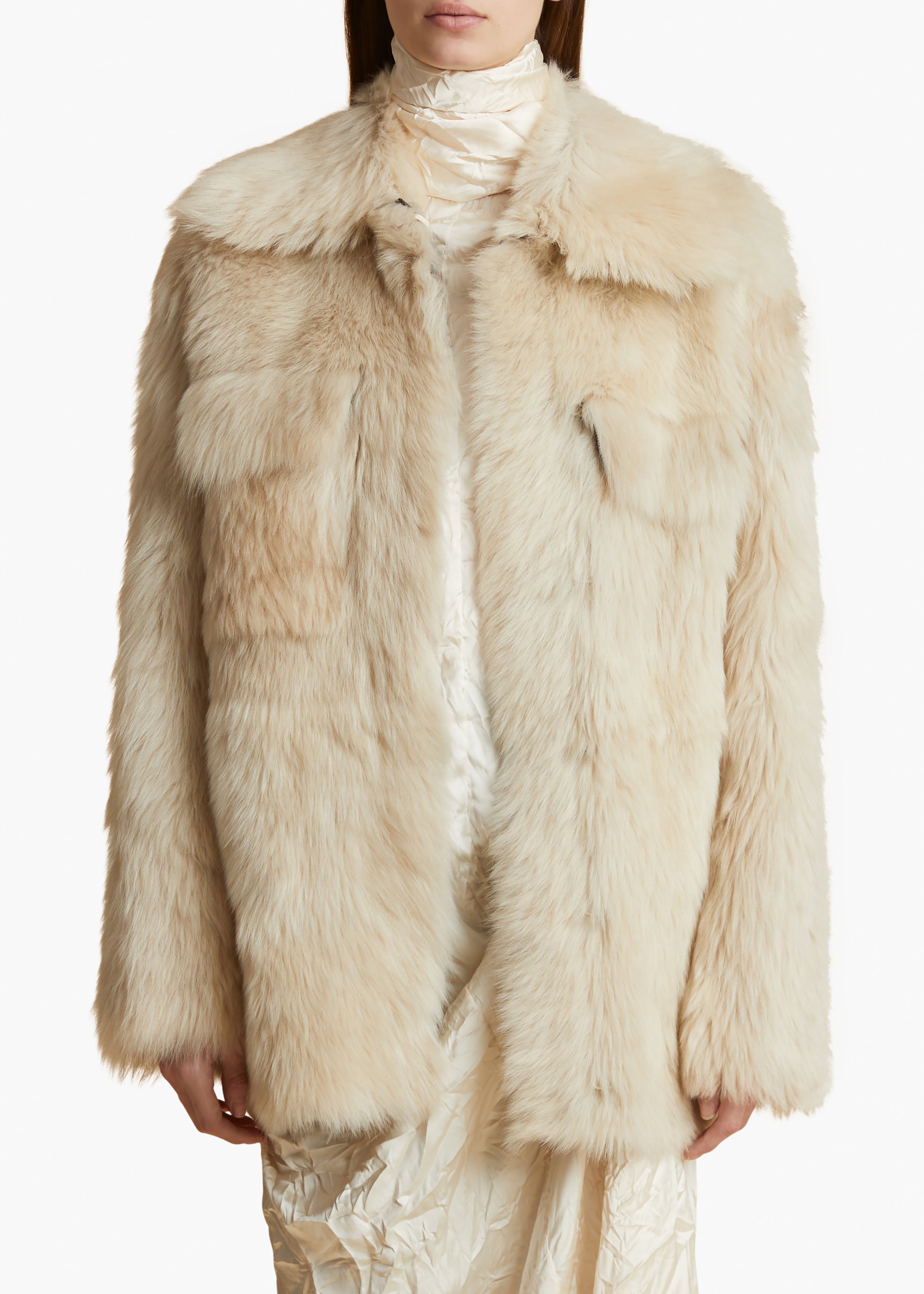 IANA JACKET IN CREAM SHEARLING FRONT VIEW