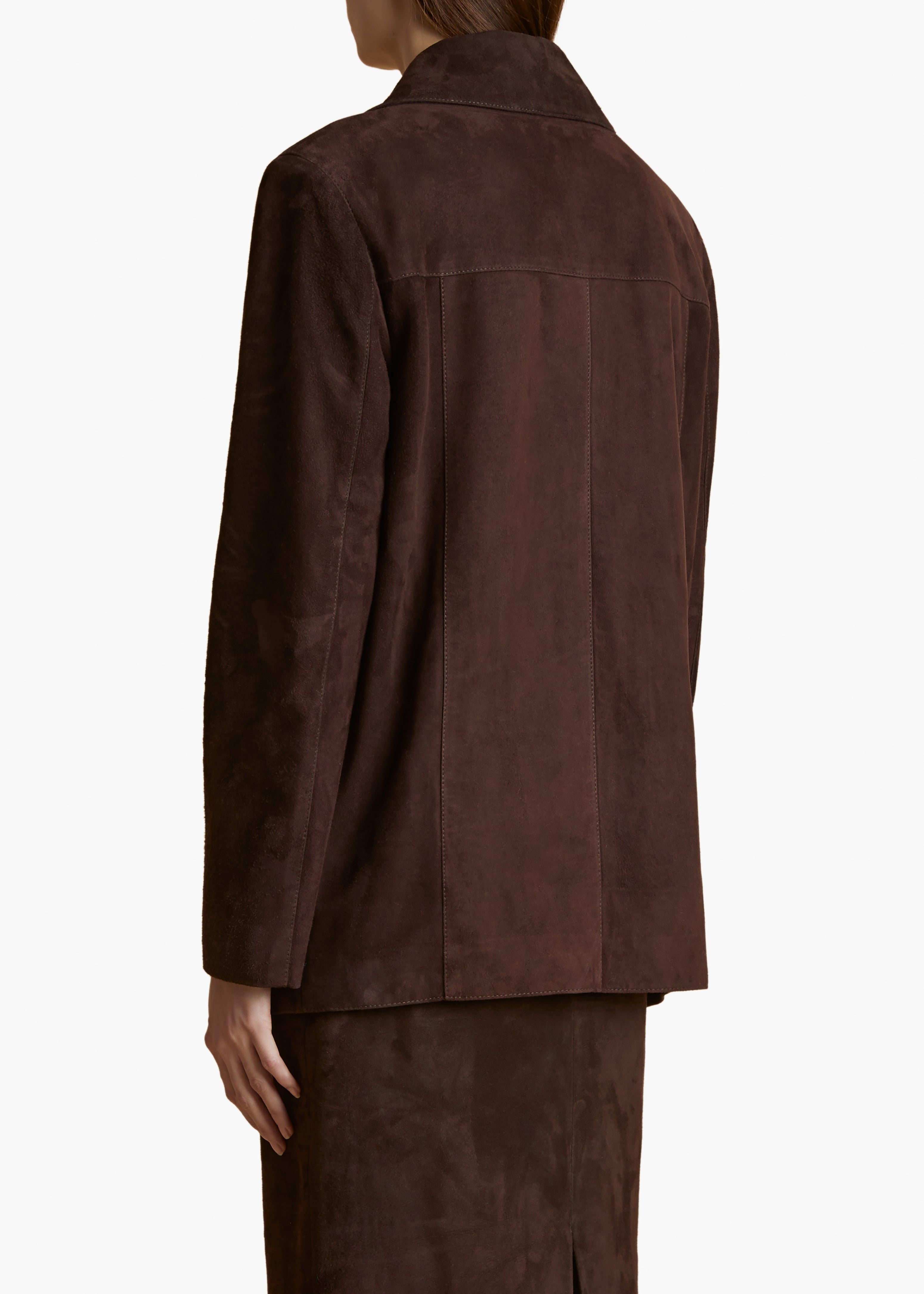 IANA JACKET IN DARK BROWN SUEDE BACK VIEW