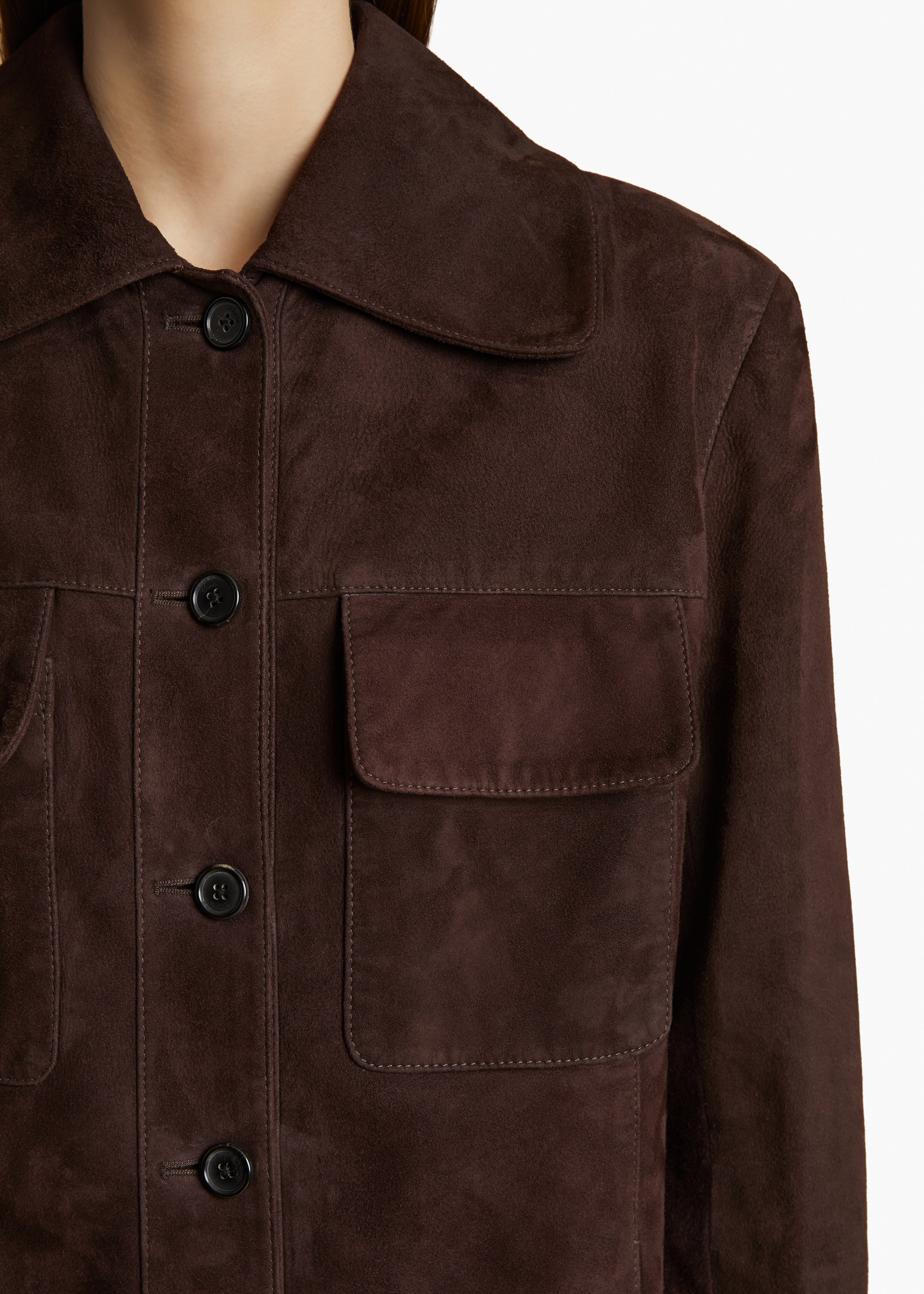 IANA JACKET IN DARK BROWN SUEDE DETAILED VIEW 2