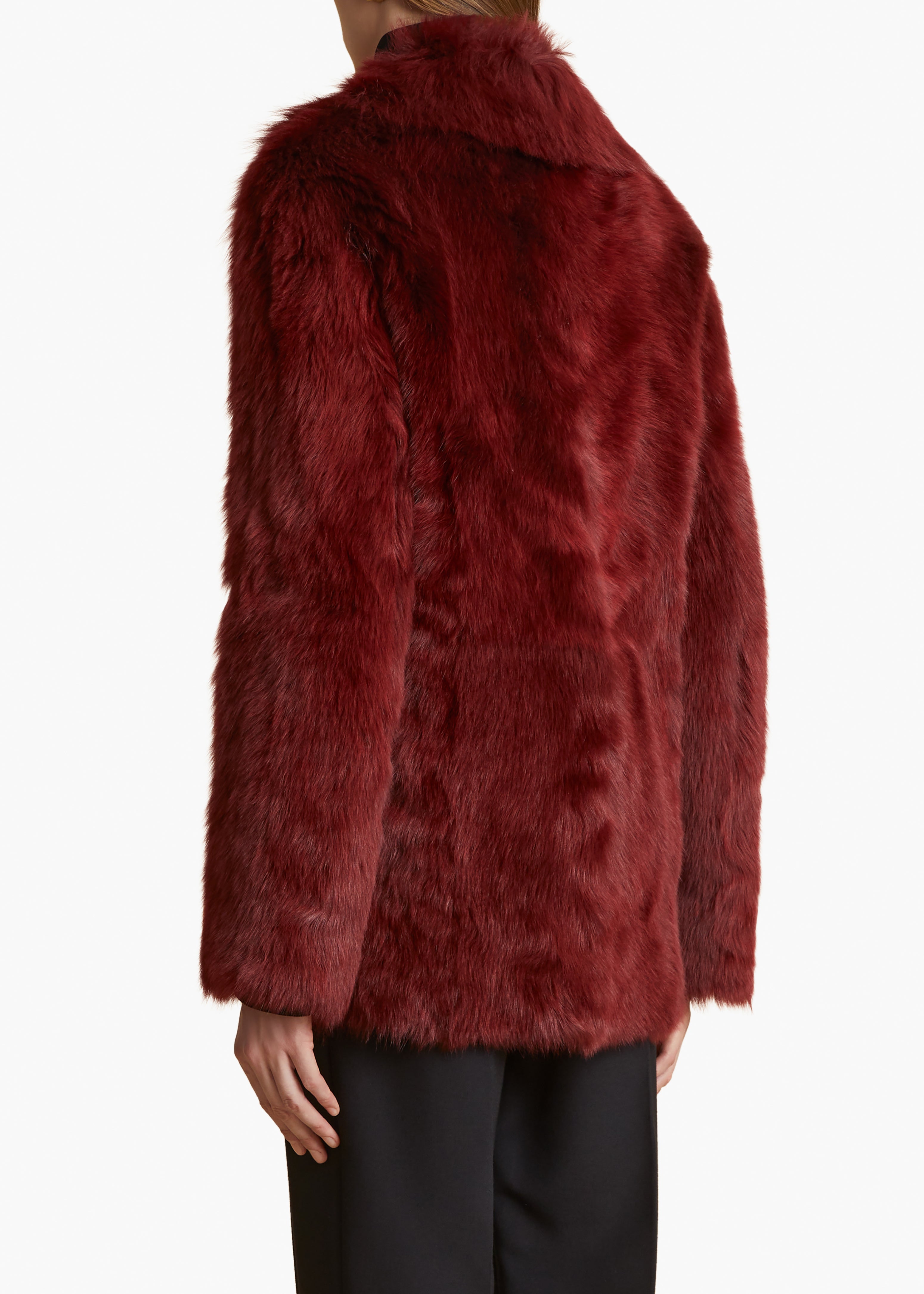 IANA JACKET IN OXBLOOD SHEARLING BACK VIEW