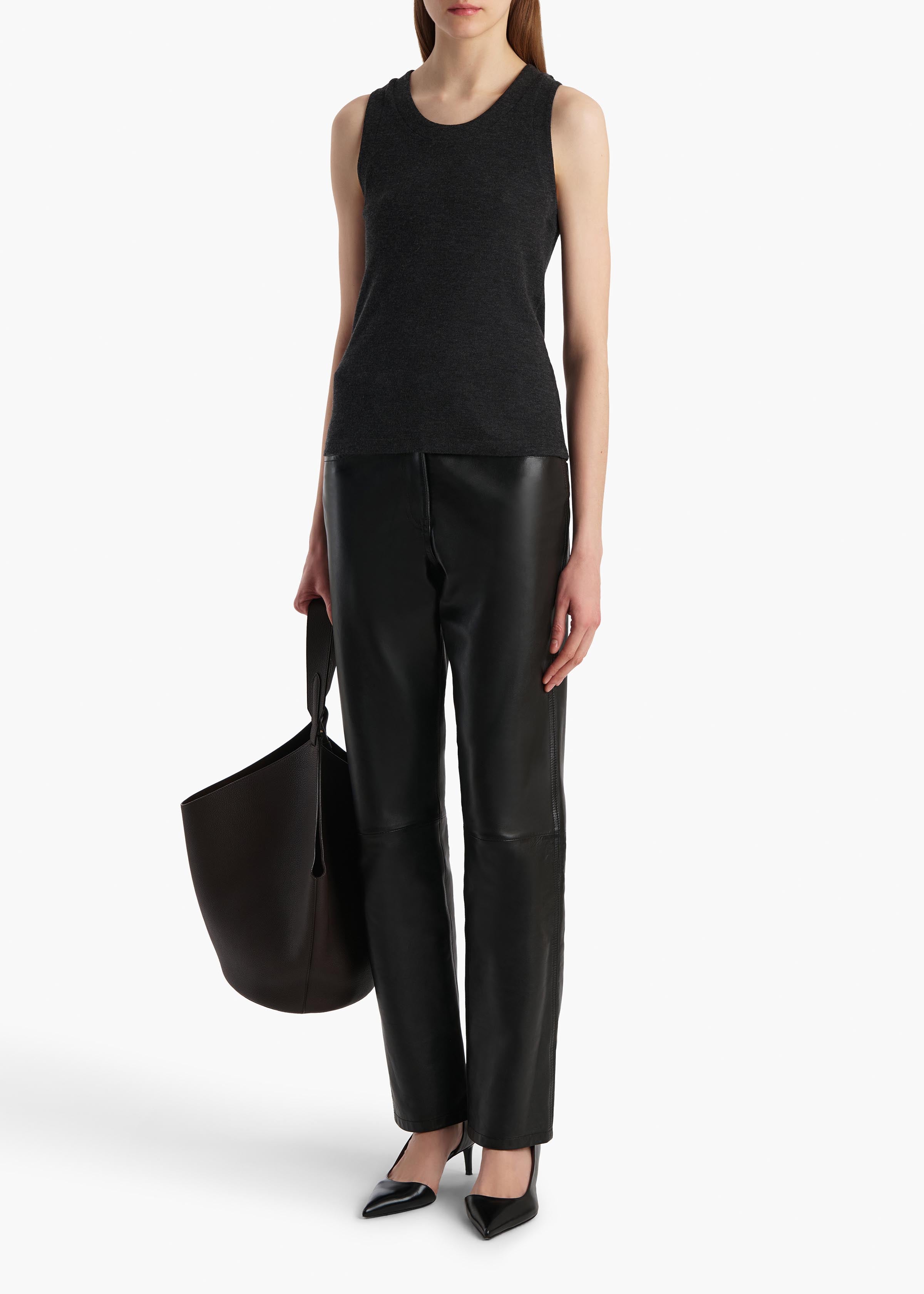 Isha Top in Charcoal Silk Cashmere Jersey