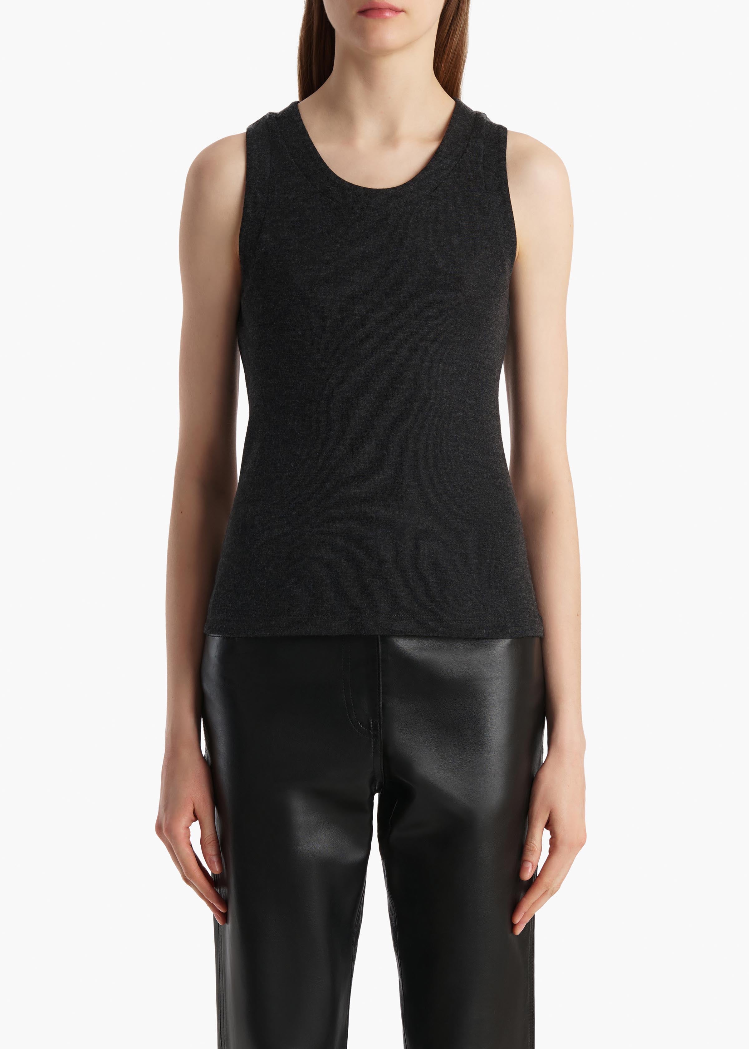 Isha Top in Charcoal Silk Cashmere Jersey