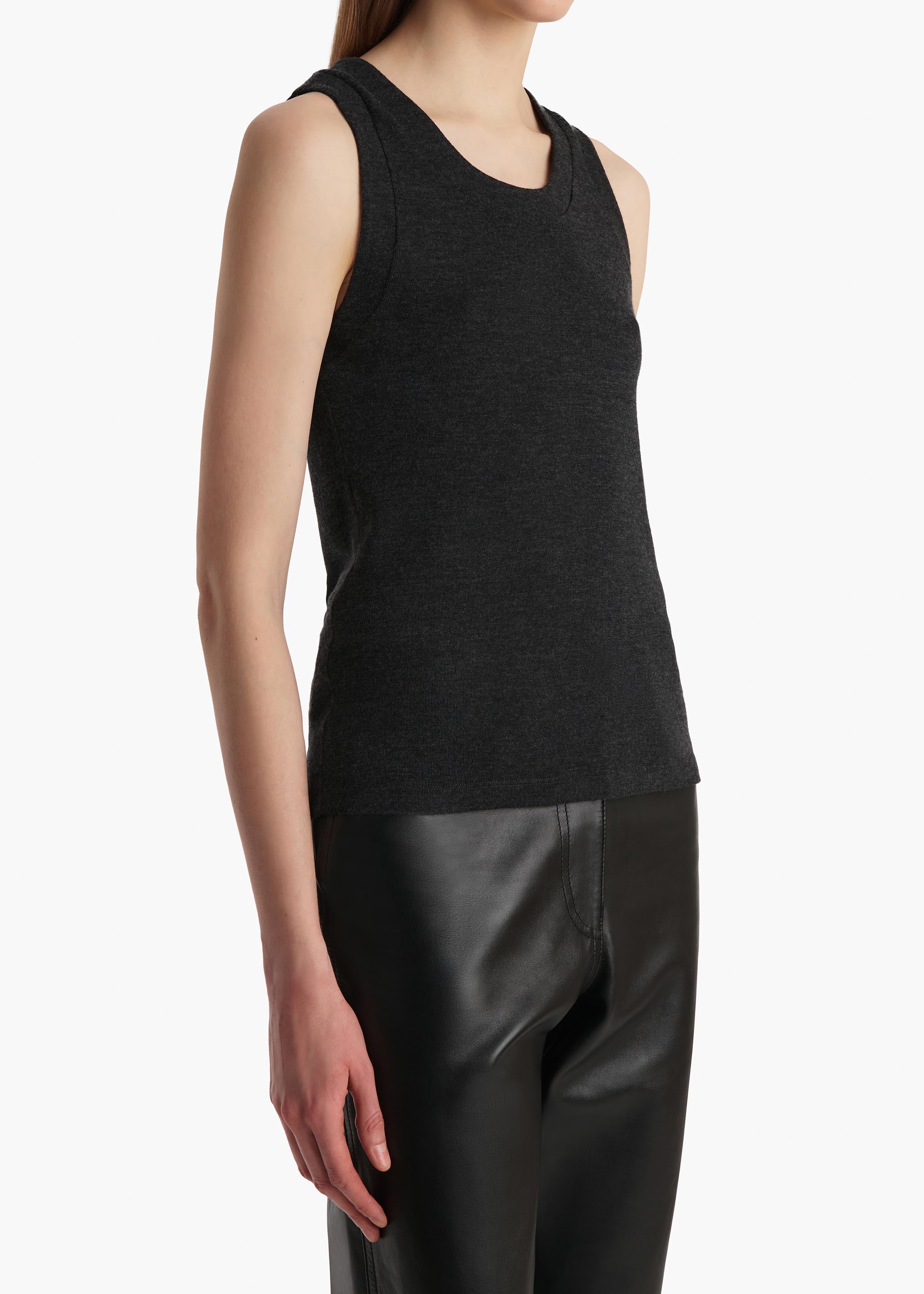 Isha Top in Charcoal Silk Cashmere Jersey