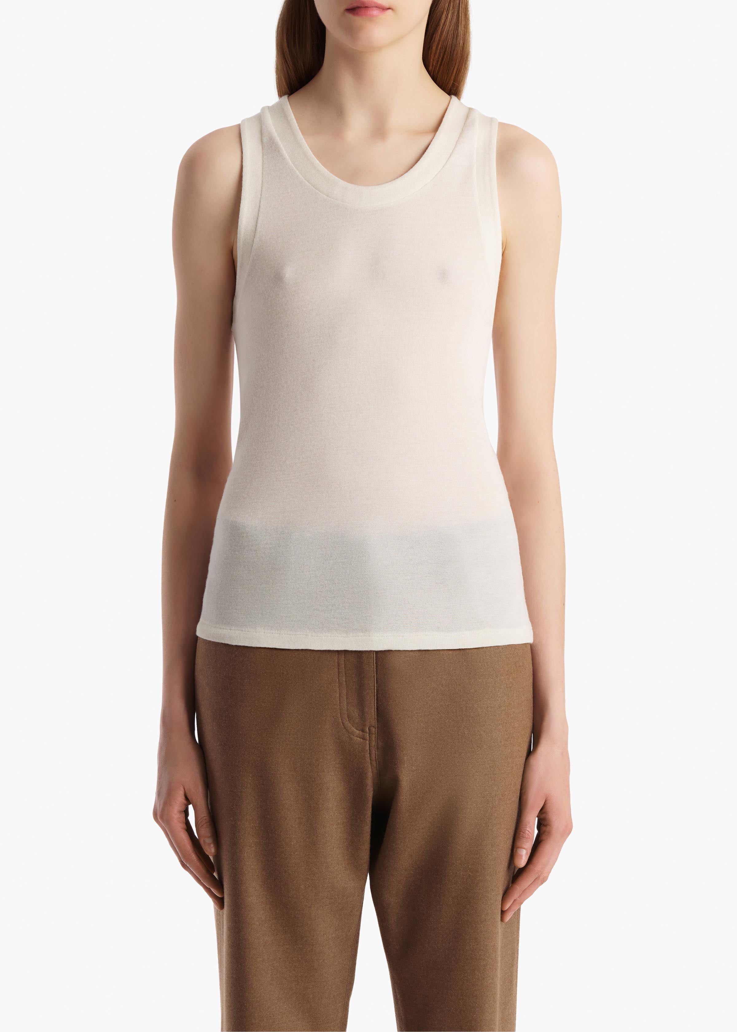Isha Top in Cream Silk Cashmere Jersey